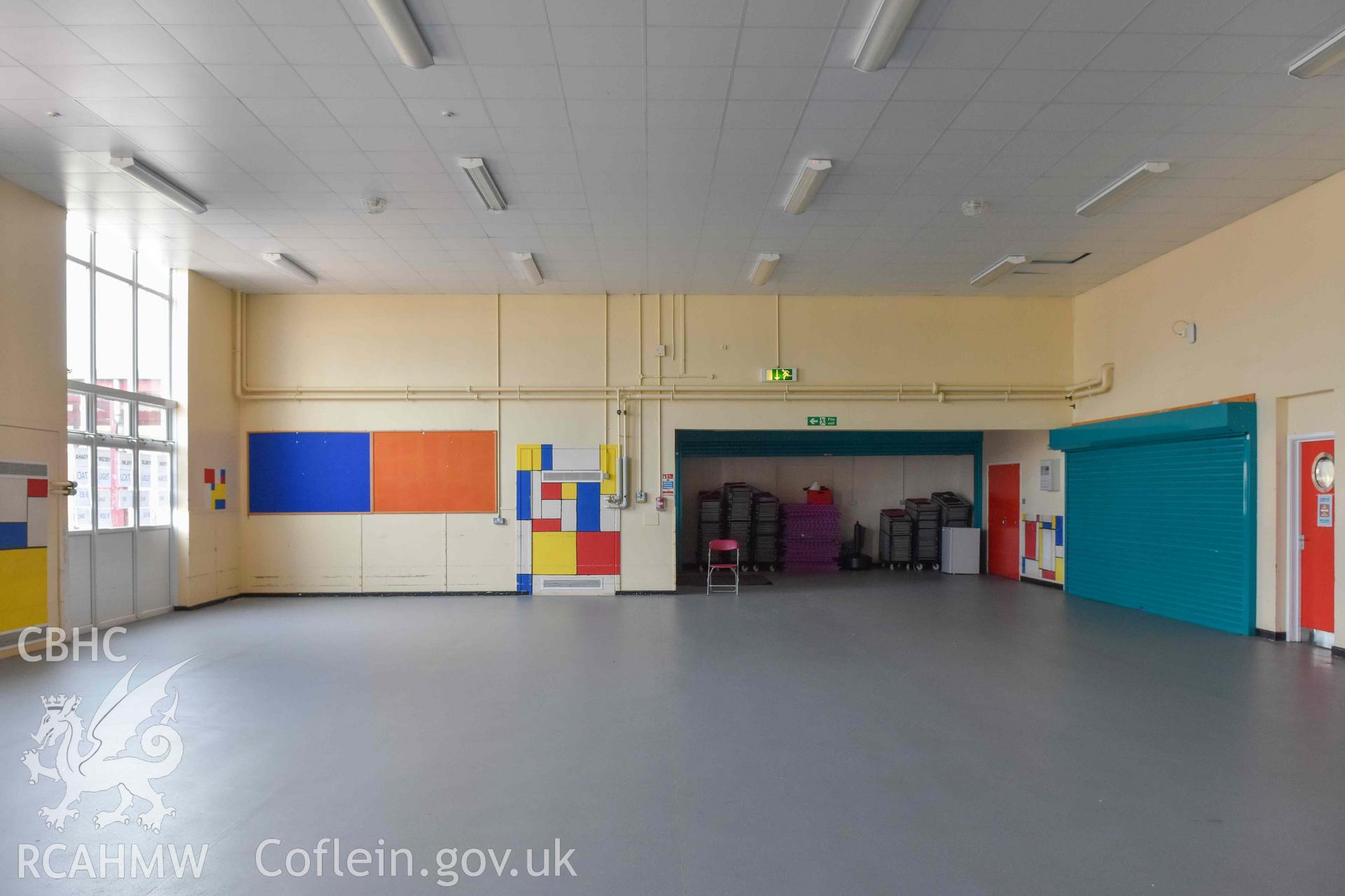 Fitzalan High School - Lower School: View of the empty hall, taken from North