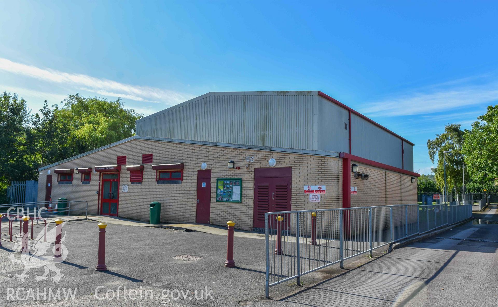 Fitzalan High School - Sports Hall: View of the front and side of the Sports Hall, taken from North-West