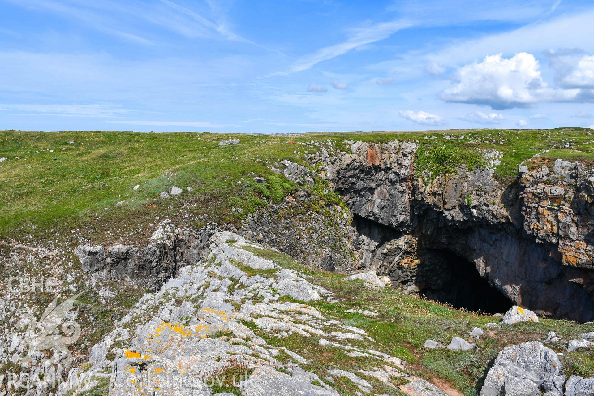 Looking west across the blow-hole to the fort interior.
