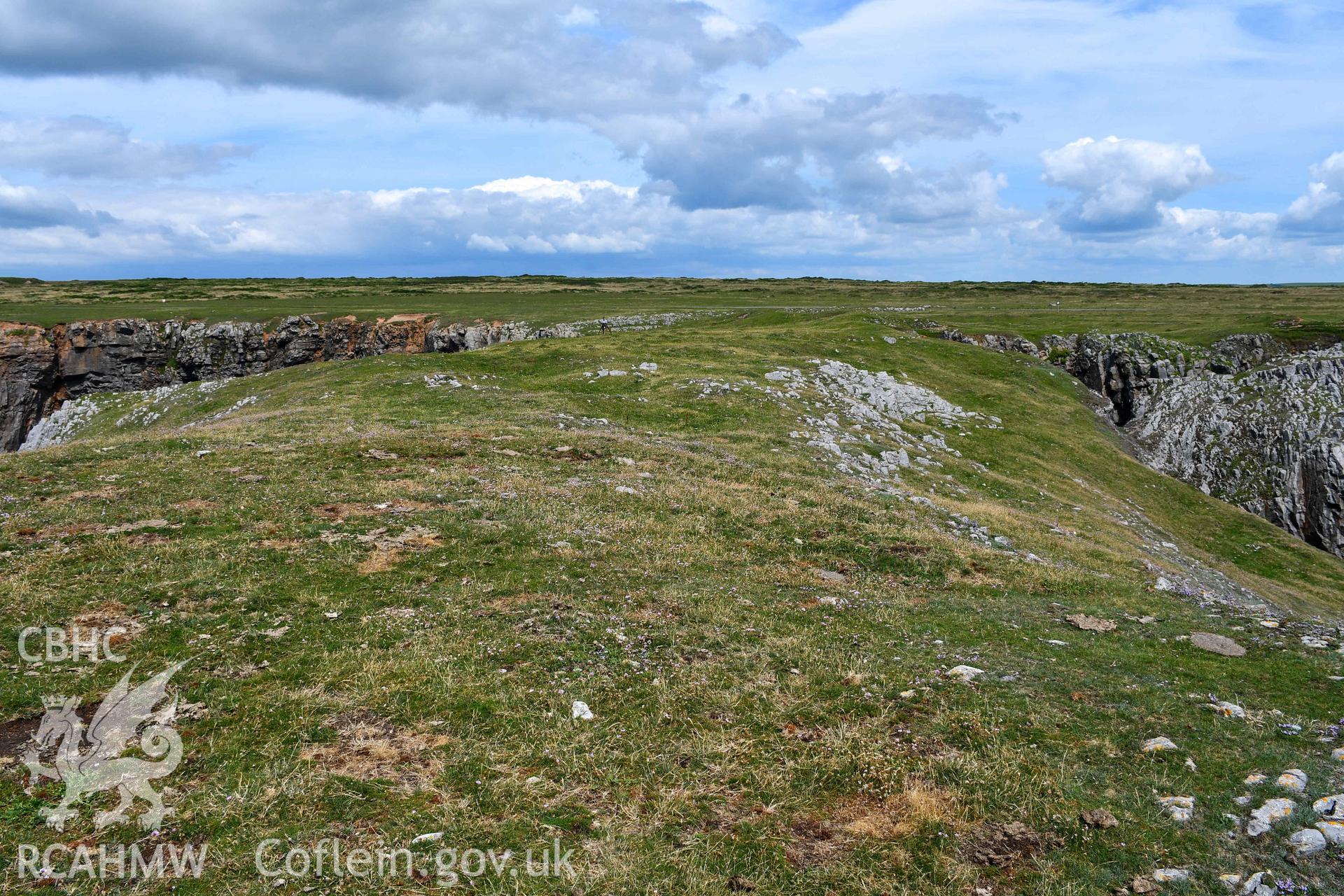 Looking northeast across fort interior.