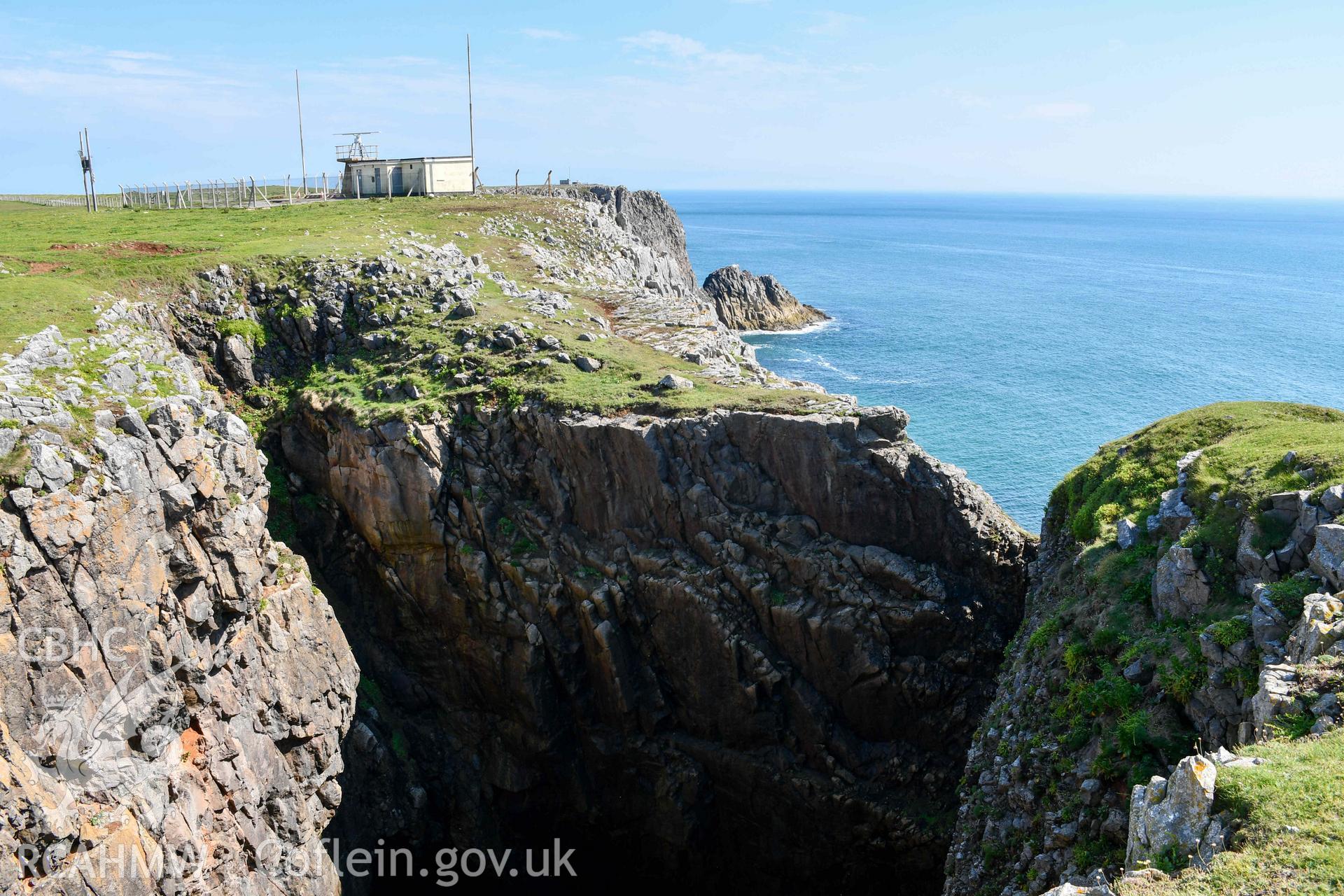 Looking south across the blow-hole to the nearby radar station.