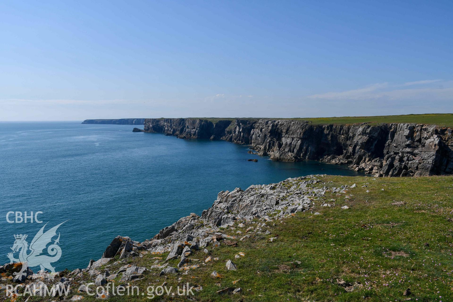 Looking northwest along the coastline from the fort interior.