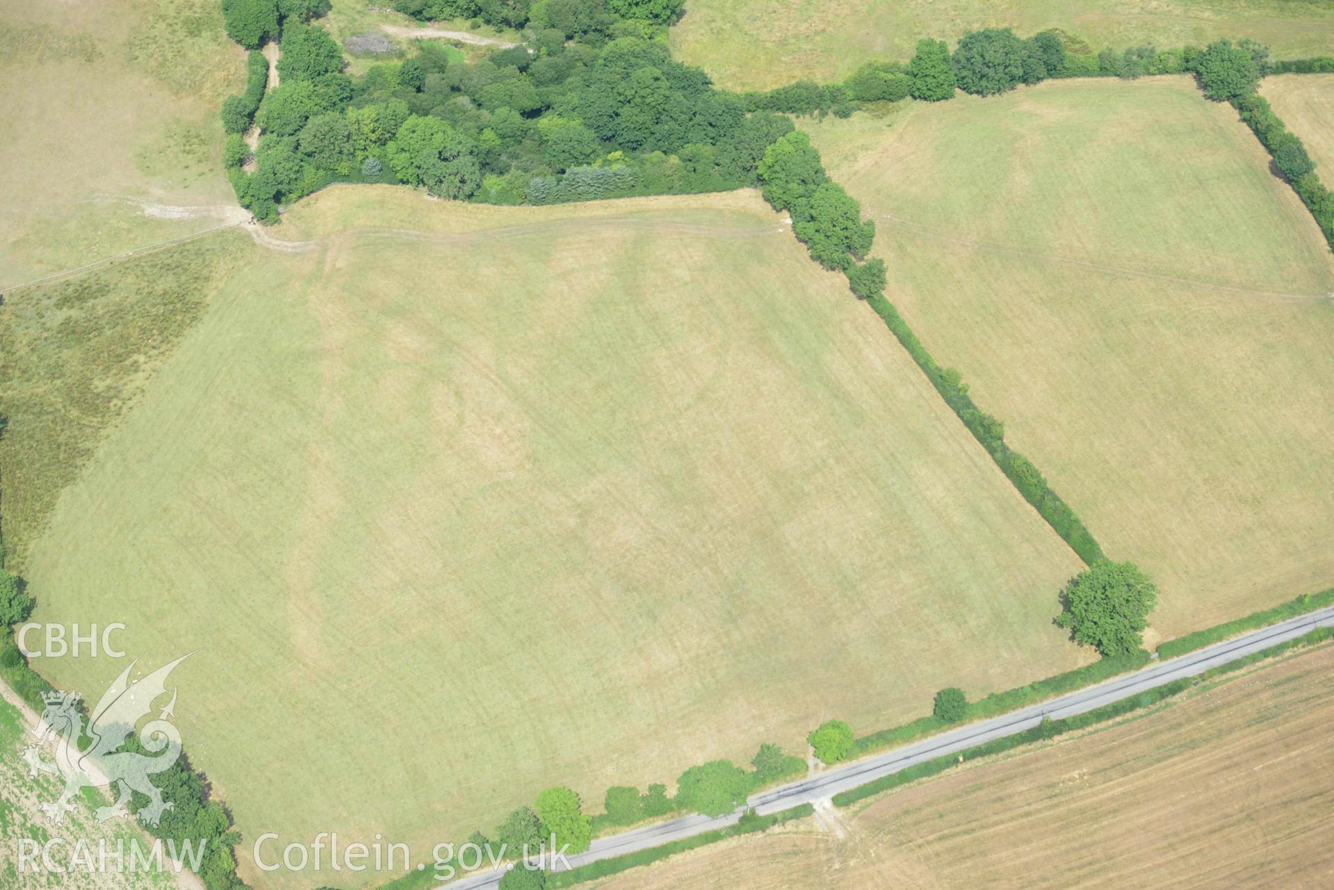 RCAHMW colour oblique aerial photograph of Ffynnon groes or crosswell barrow cemetary taken on 18 July 2018 by Toby Driver