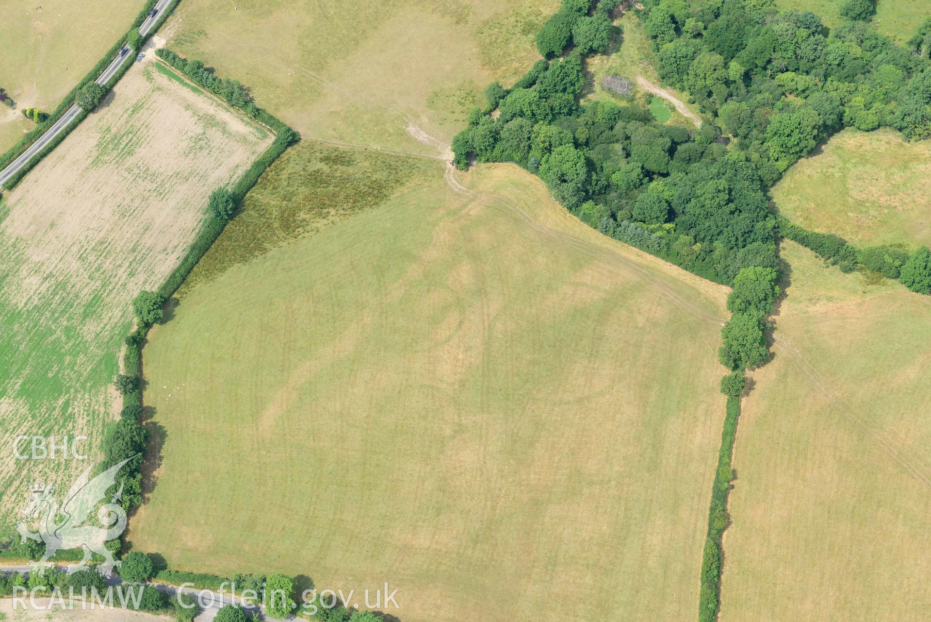 RCAHMW colour oblique aerial photograph of Ffynnon groes or crosswell barrow cemetary taken on 18 July 2018 by Toby Driver