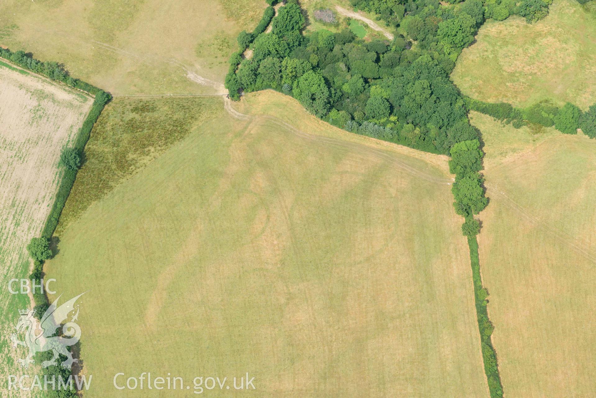 RCAHMW colour oblique aerial photograph of Ffynnon groes or crosswell barrow cemetary taken on 18 July 2018 by Toby Driver