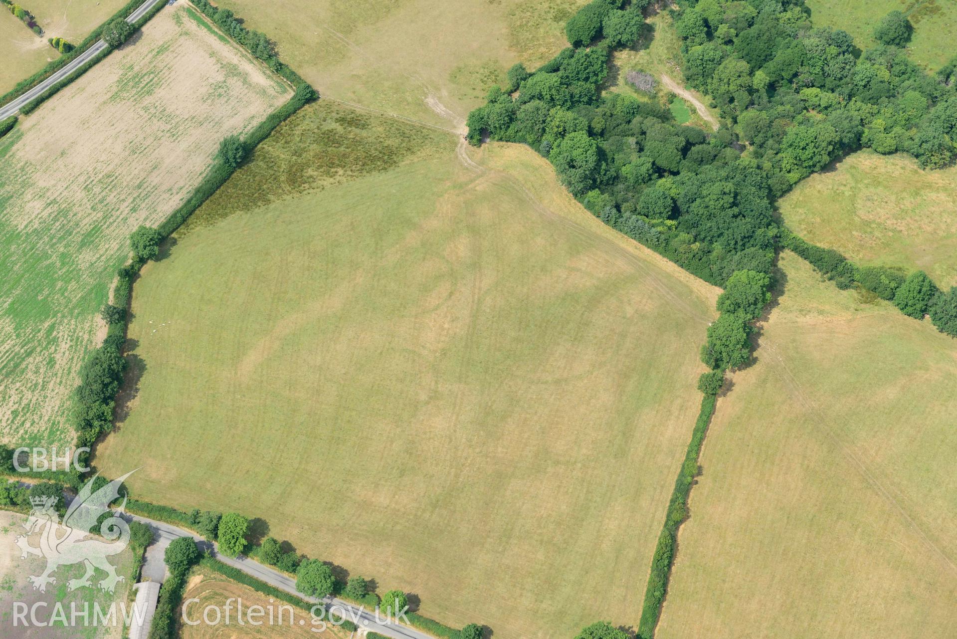 RCAHMW colour oblique aerial photograph of Ffynnon groes or crosswell barrow cemetary taken on 18 July 2018 by Toby Driver