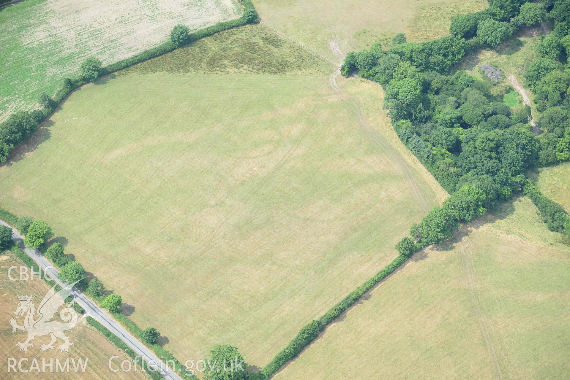 RCAHMW colour oblique aerial photograph of Ffynnon groes or crosswell barrow cemetary taken on 18 July 2018 by Toby Driver