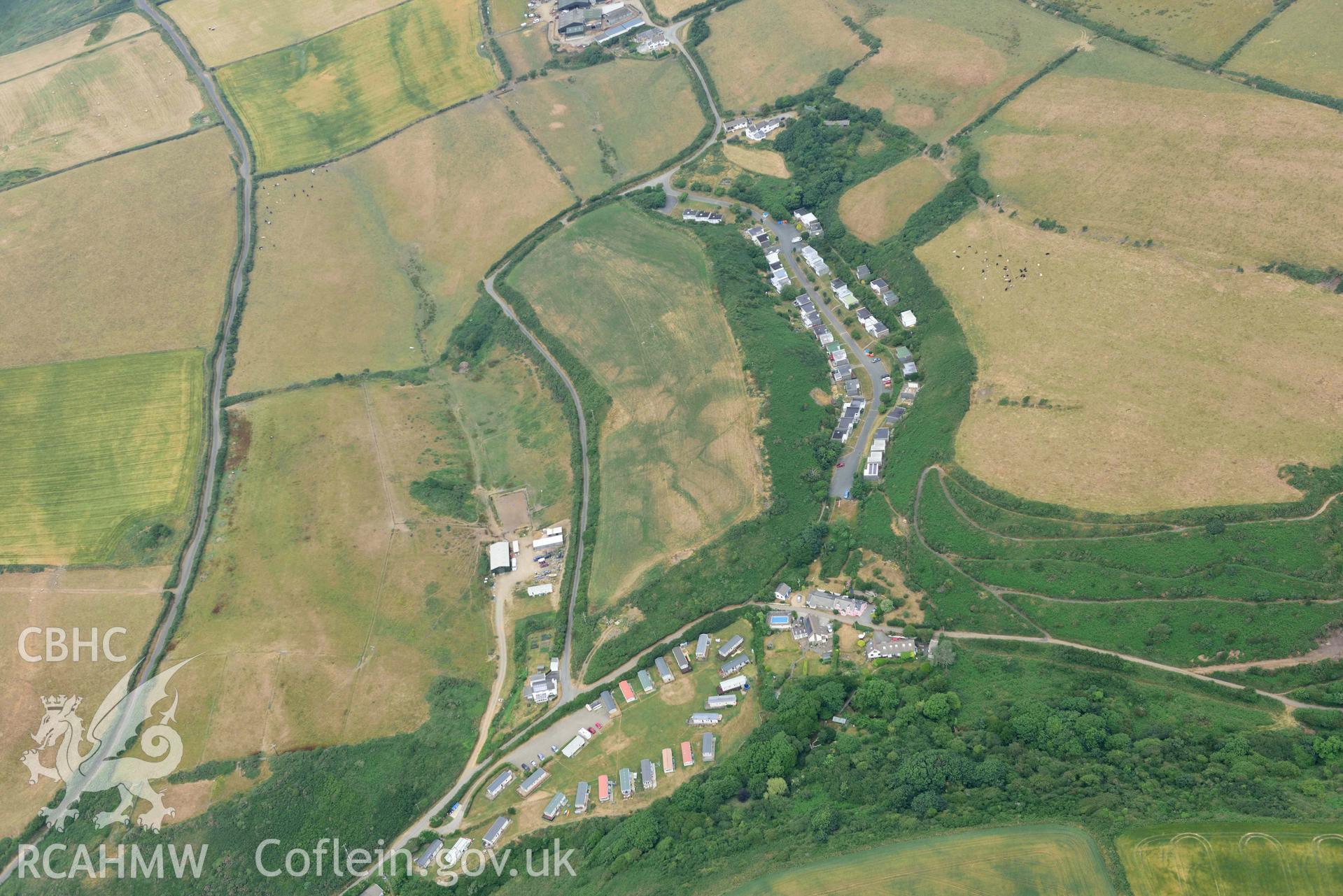 RCAHMW colour oblique aerial photograph of Soil mark near Nolton Haven taken on 11 July 2018 by Toby Driver