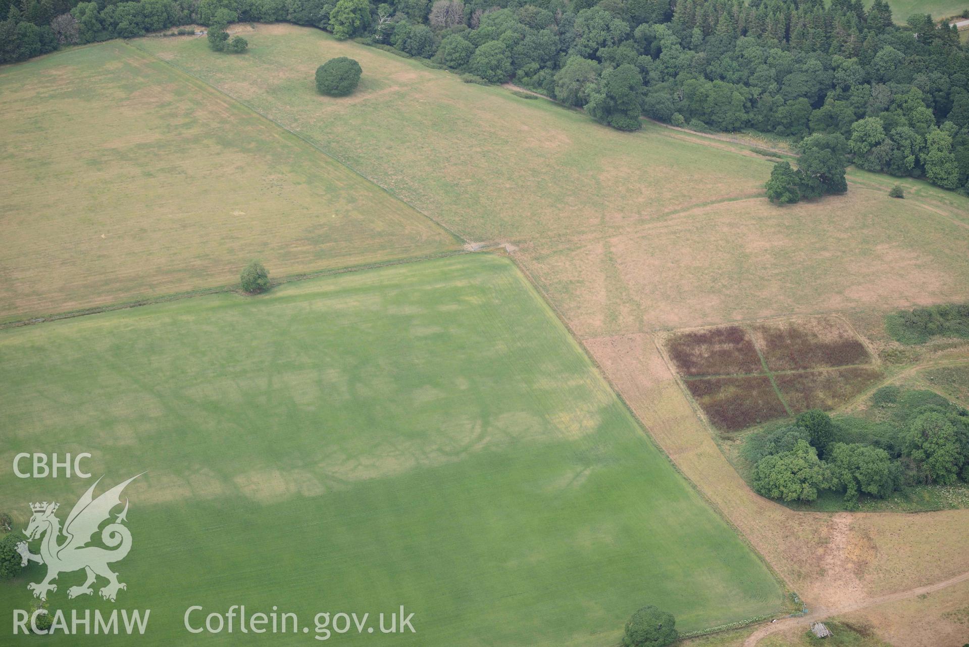 RCAHMW colour oblique aerial photograph of Slebech Park cropmark enclosure taken on 11 July 2018 by Toby Driver