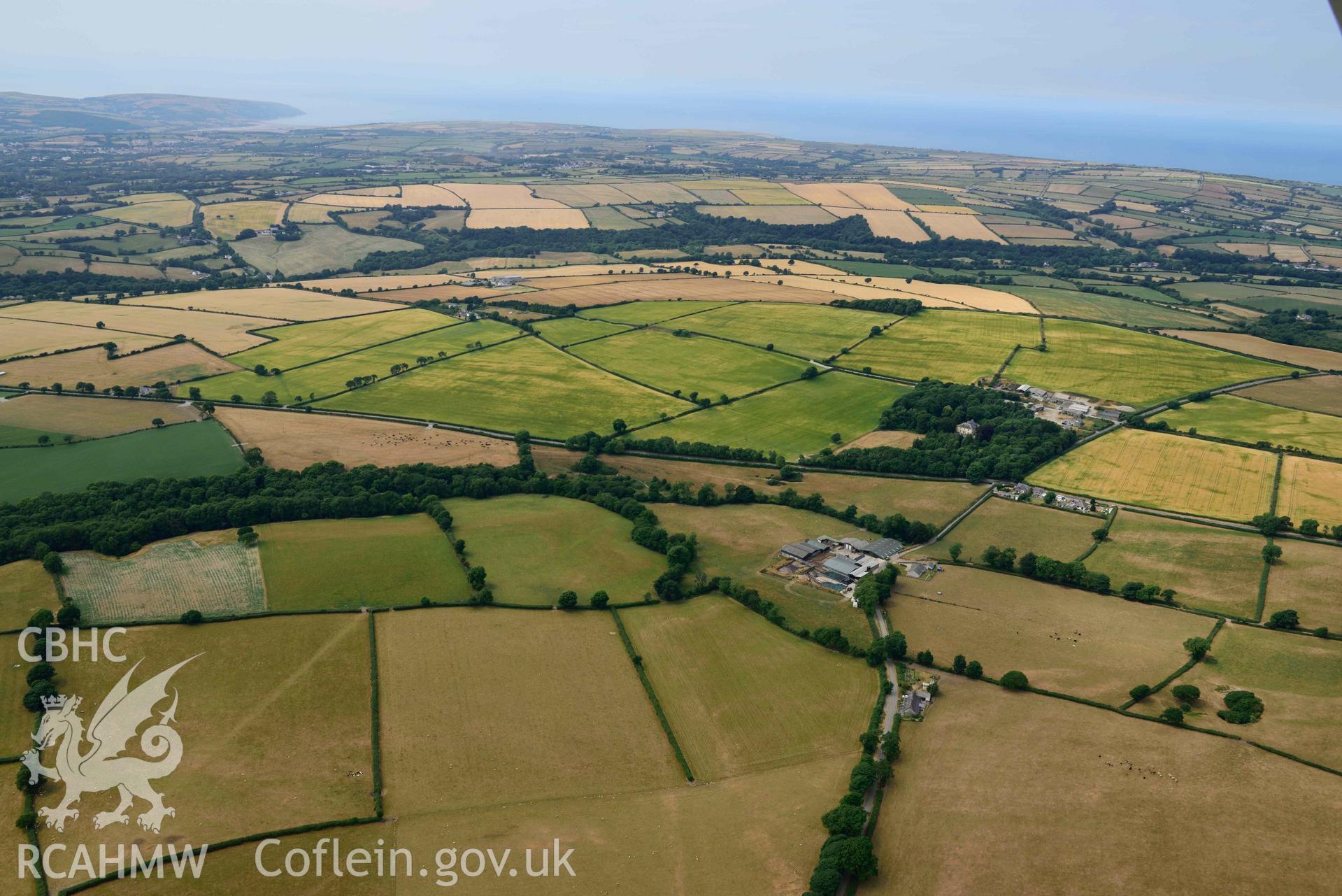 RCAHMW colour oblique aerial photograph of Pantgwyn road taken on 11 July 2018 by Toby Driver