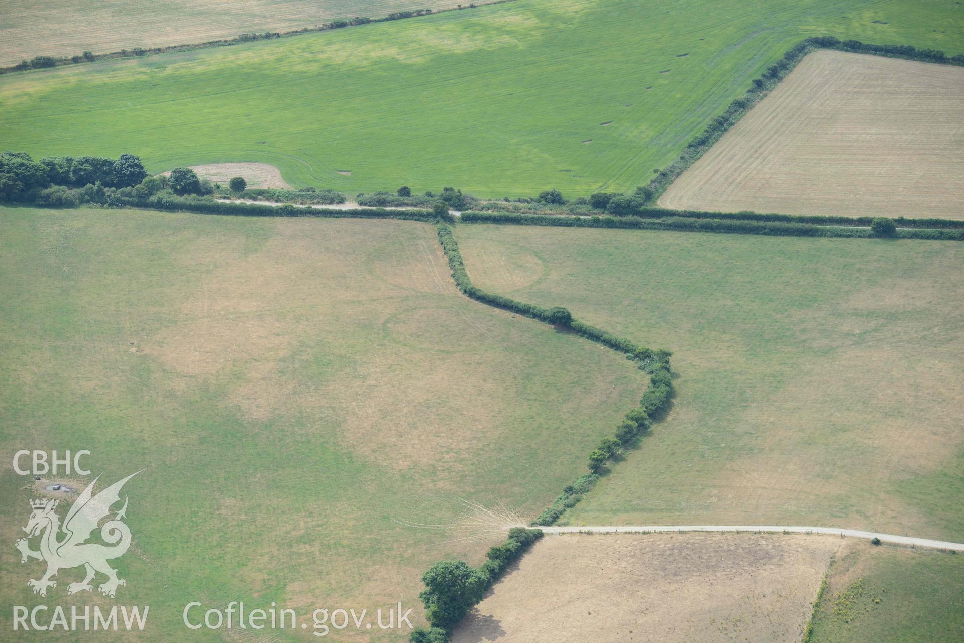 RCAHMW colour oblique aerial photograph of Post coch barrow pair taken on 11 July 2018 by Toby Driver