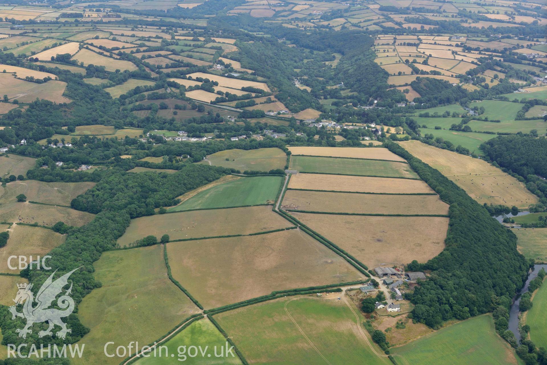 RCAHMW colour oblique aerial photograph of Penwernallt enclosure taken on 11 July 2018 by Toby Driver