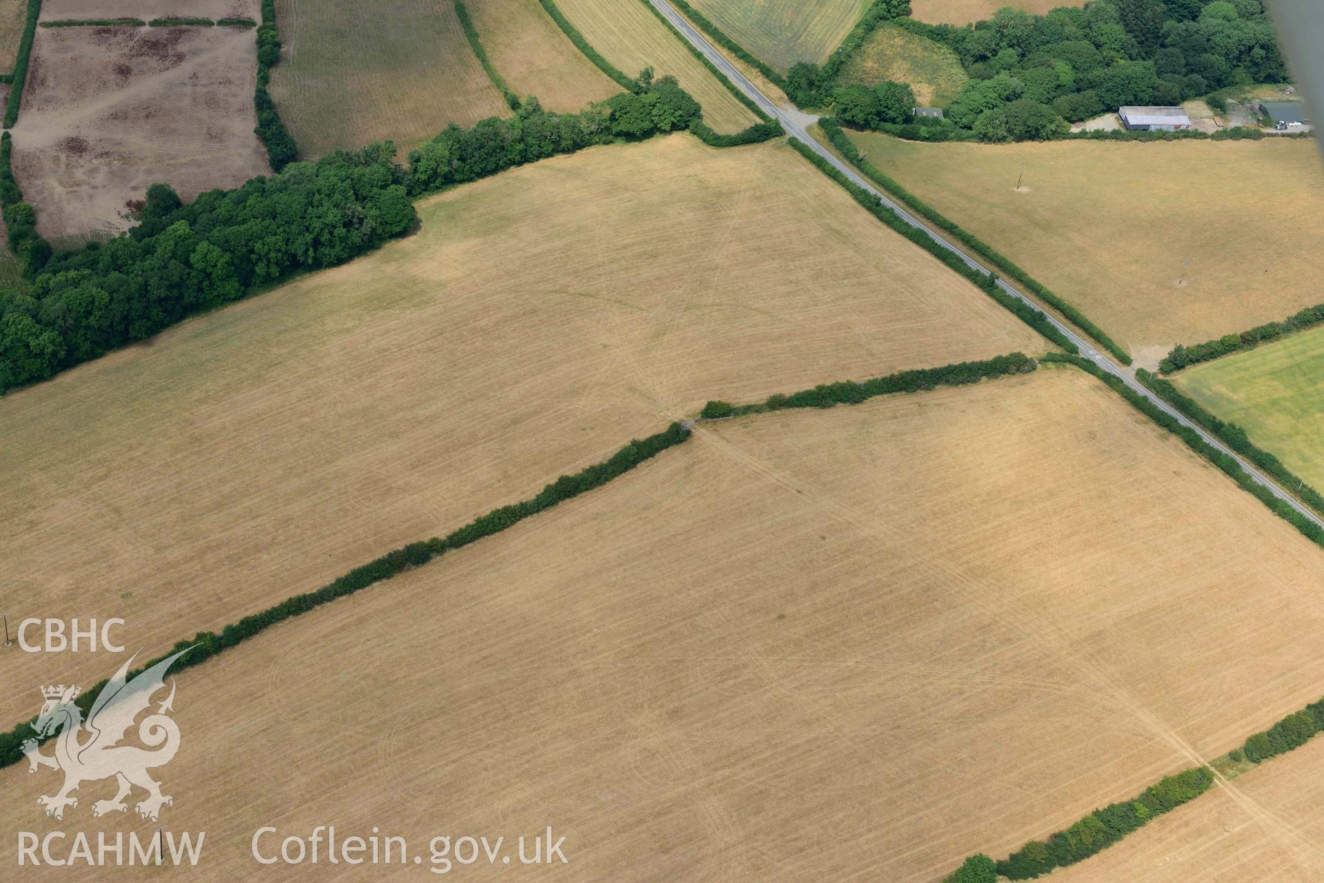 RCAHMW colour oblique aerial photograph of Brechfa enclosure taken on 11 July 2018 by Toby Driver