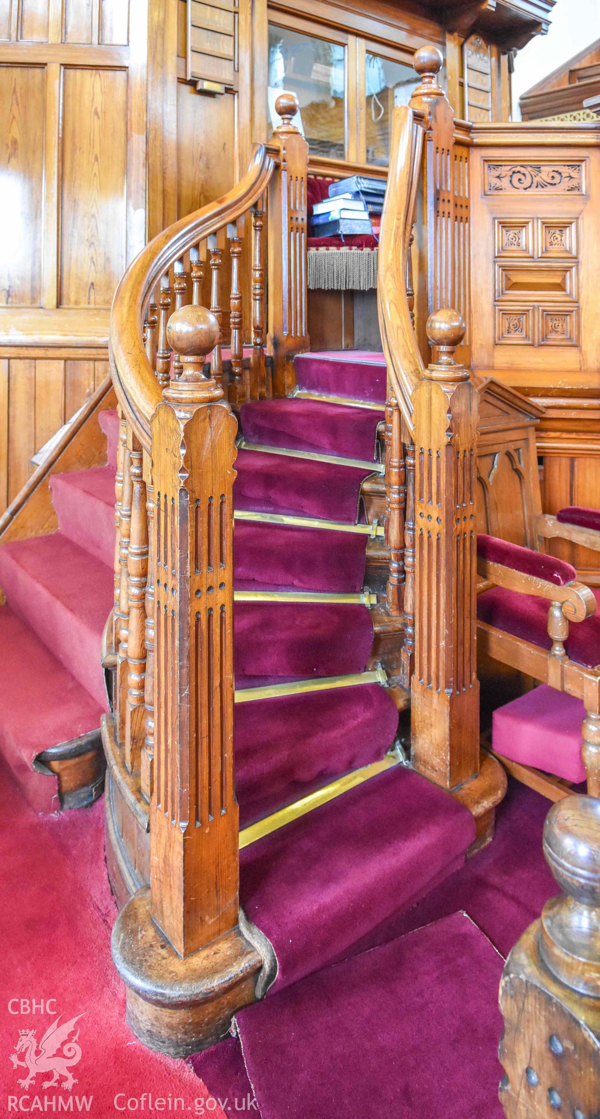 Ebeneser Methodist Chapel - Detailed view of the staircase to the altar, taken from North-East