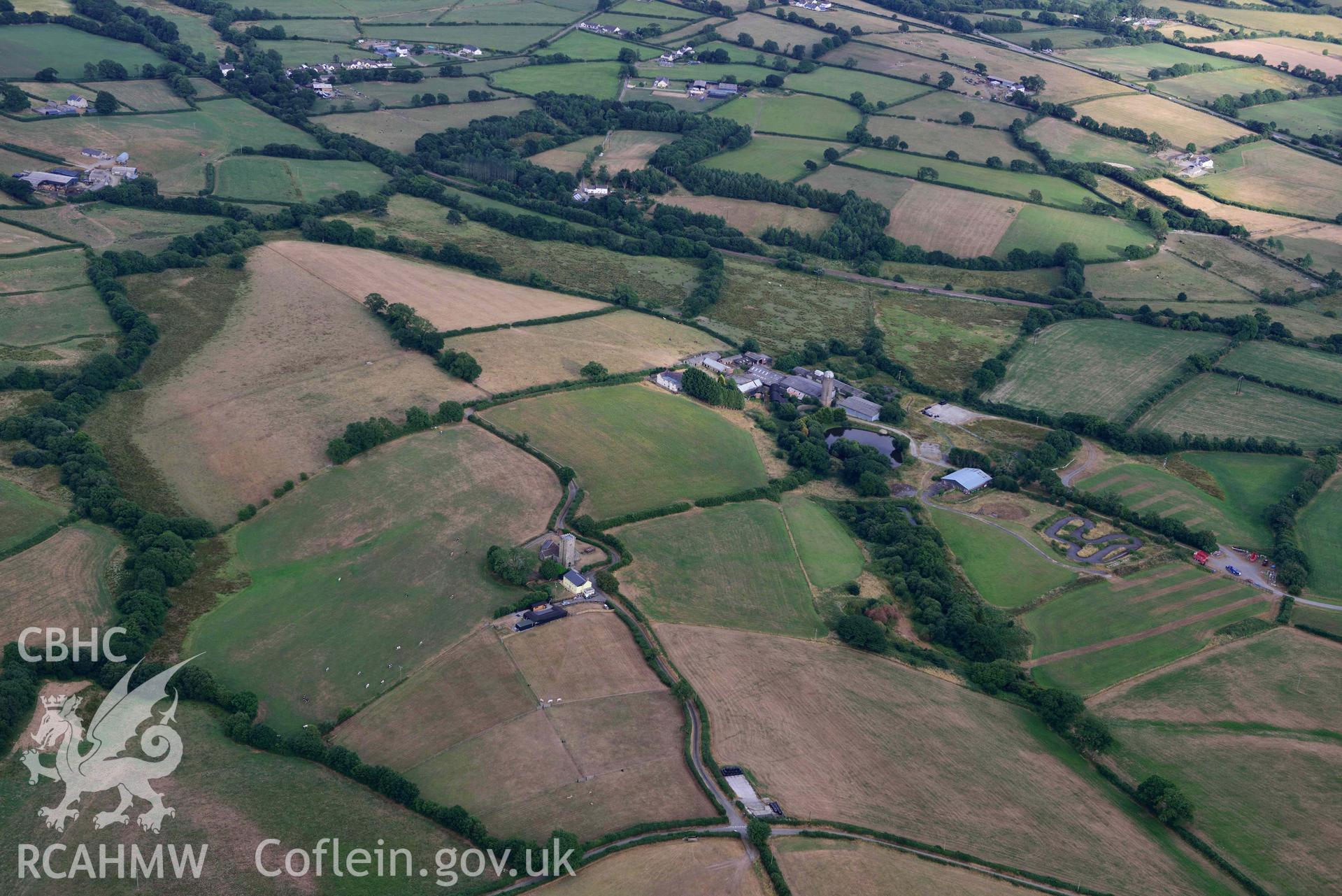 RCAHMW colour oblique aerial photograph of St Cynins Church taken on 17 July 2018 by Toby Driver