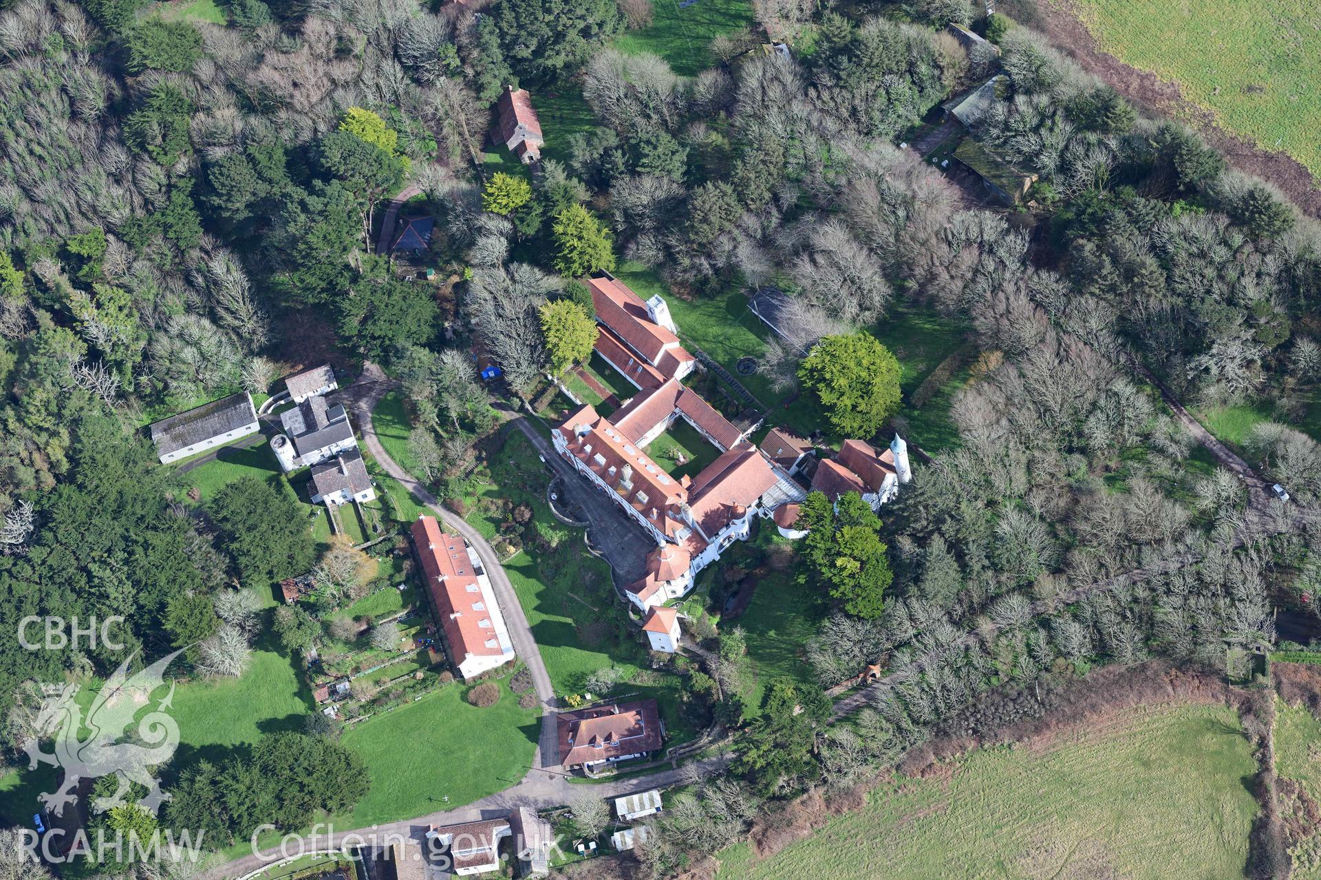 RCAHMW colour oblique aerial photograph of Caldey Monastery, view from W taken on 4 March 2022 by Toby Driver ((SS141966)