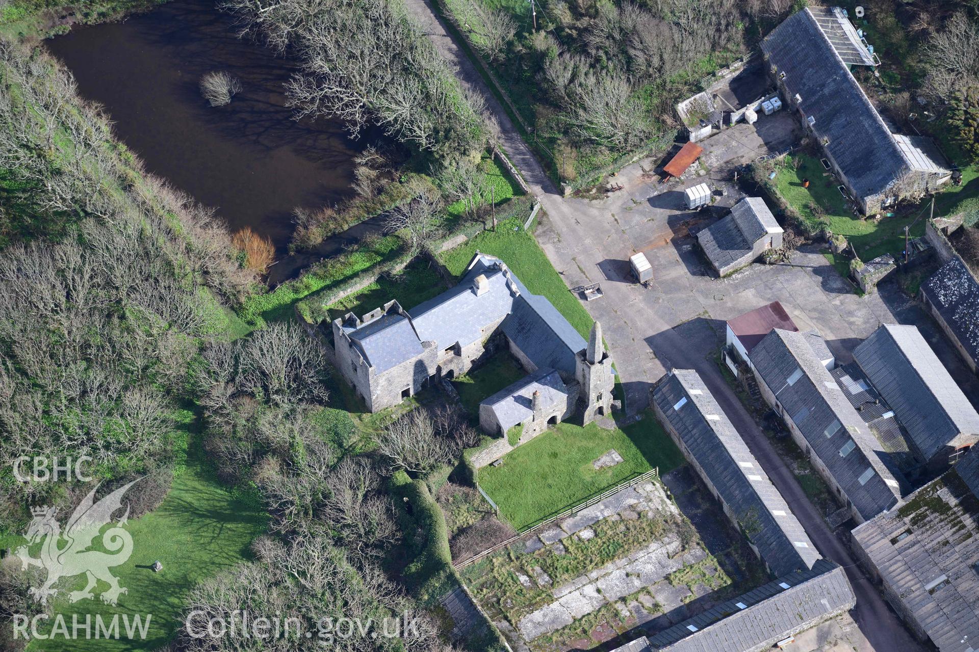 RCAHMW colour oblique aerial photograph of Caldey Priory taken on 4 March 2022 by Toby Driver ((SS140963)