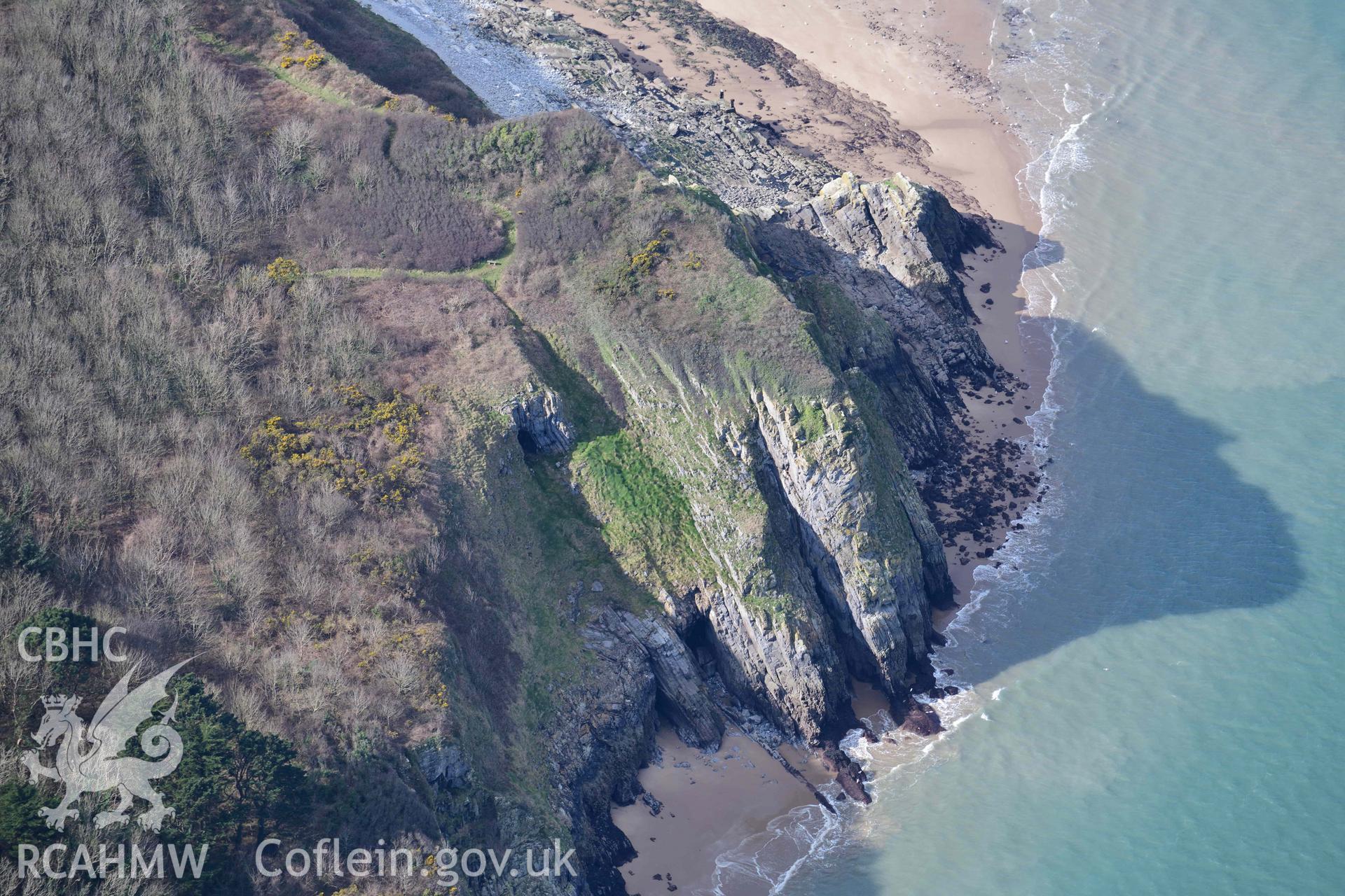 RCAHMW colour oblique aerial photograph of Nanna's Cave taken on 4 March 2022 by Toby Driver ((SS145969)