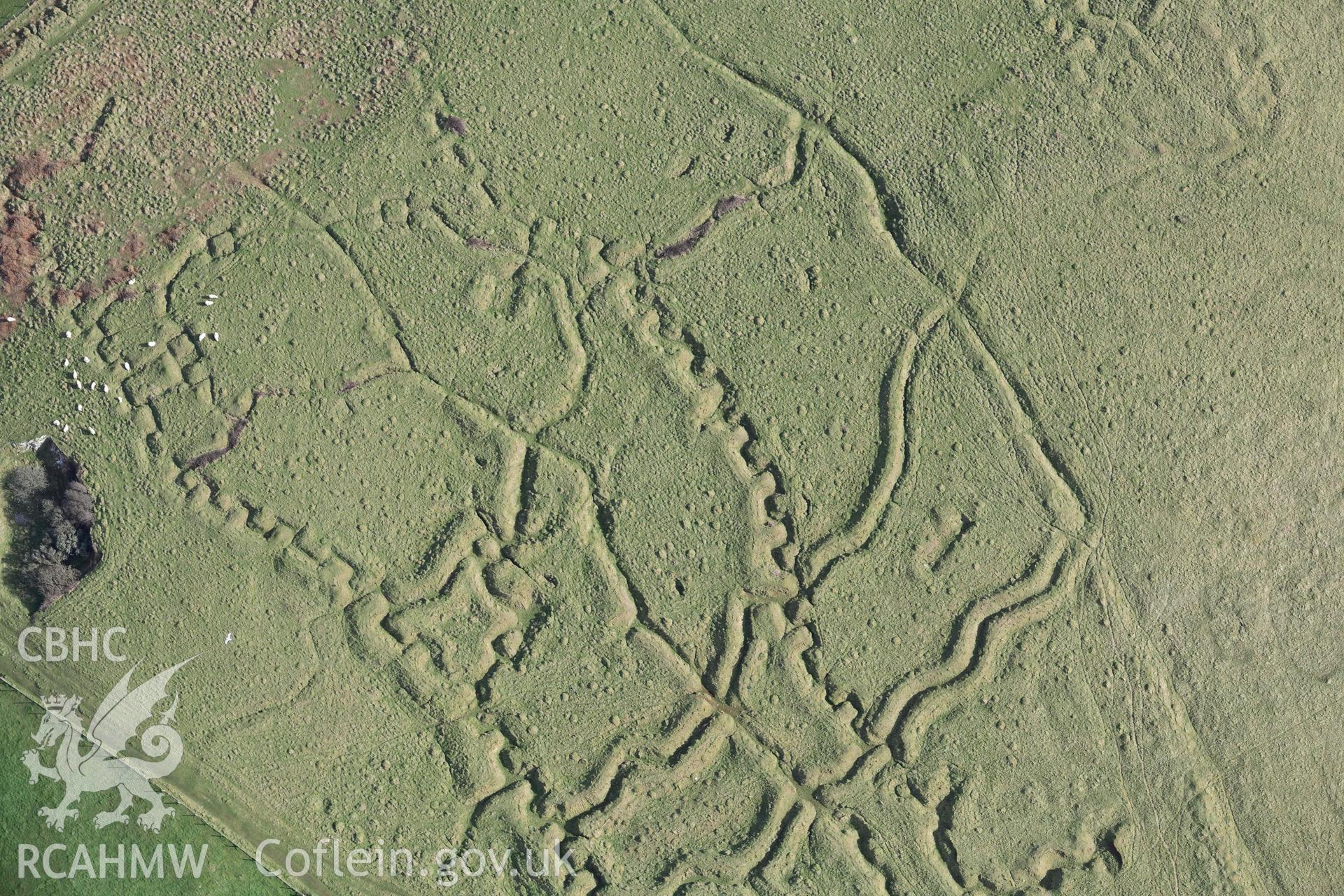 RCAHMW colour oblique aerial photograph of Penally First World War practice trenches, in winter light taken on 4 March 2022 by Toby Driver ((SS112985)