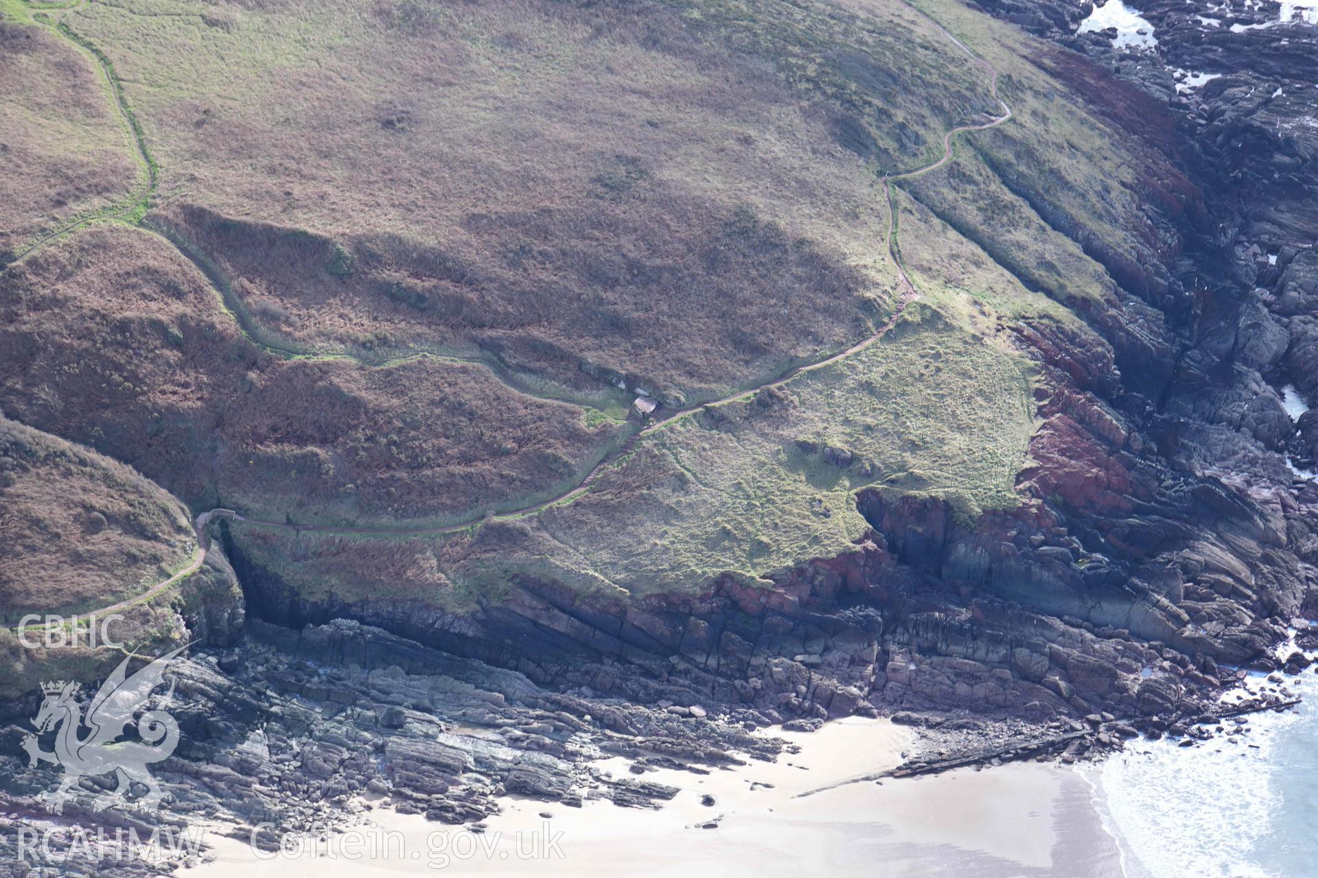 RCAHMW colour oblique aerial photograph of King's Quoit burial chamber taken on 4 March 2022 by Toby Driver ((SS059972)