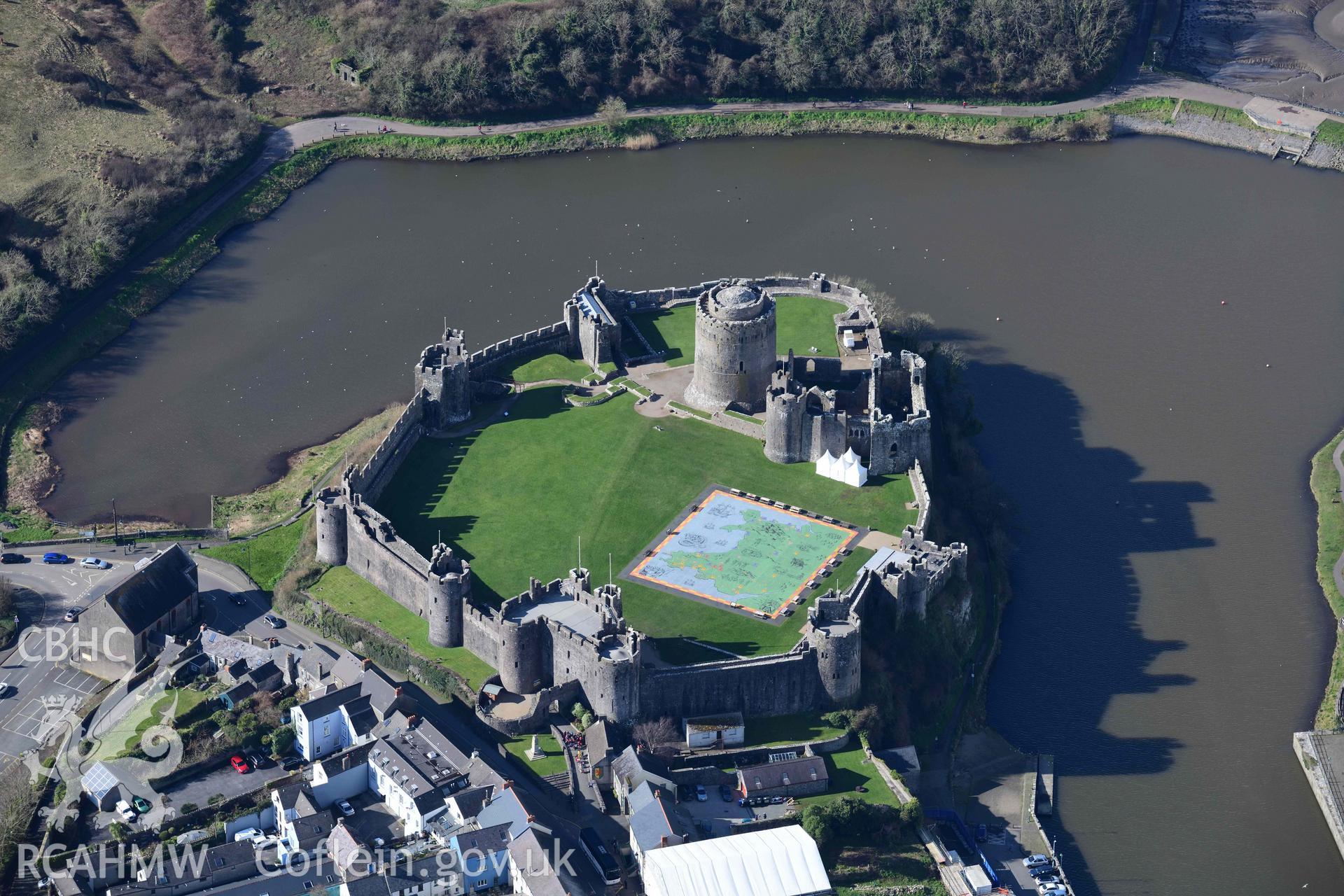 RCAHMW colour oblique aerial photograph of Pembroke Castle taken on 4 March 2022 by Toby Driver ((SM981016)