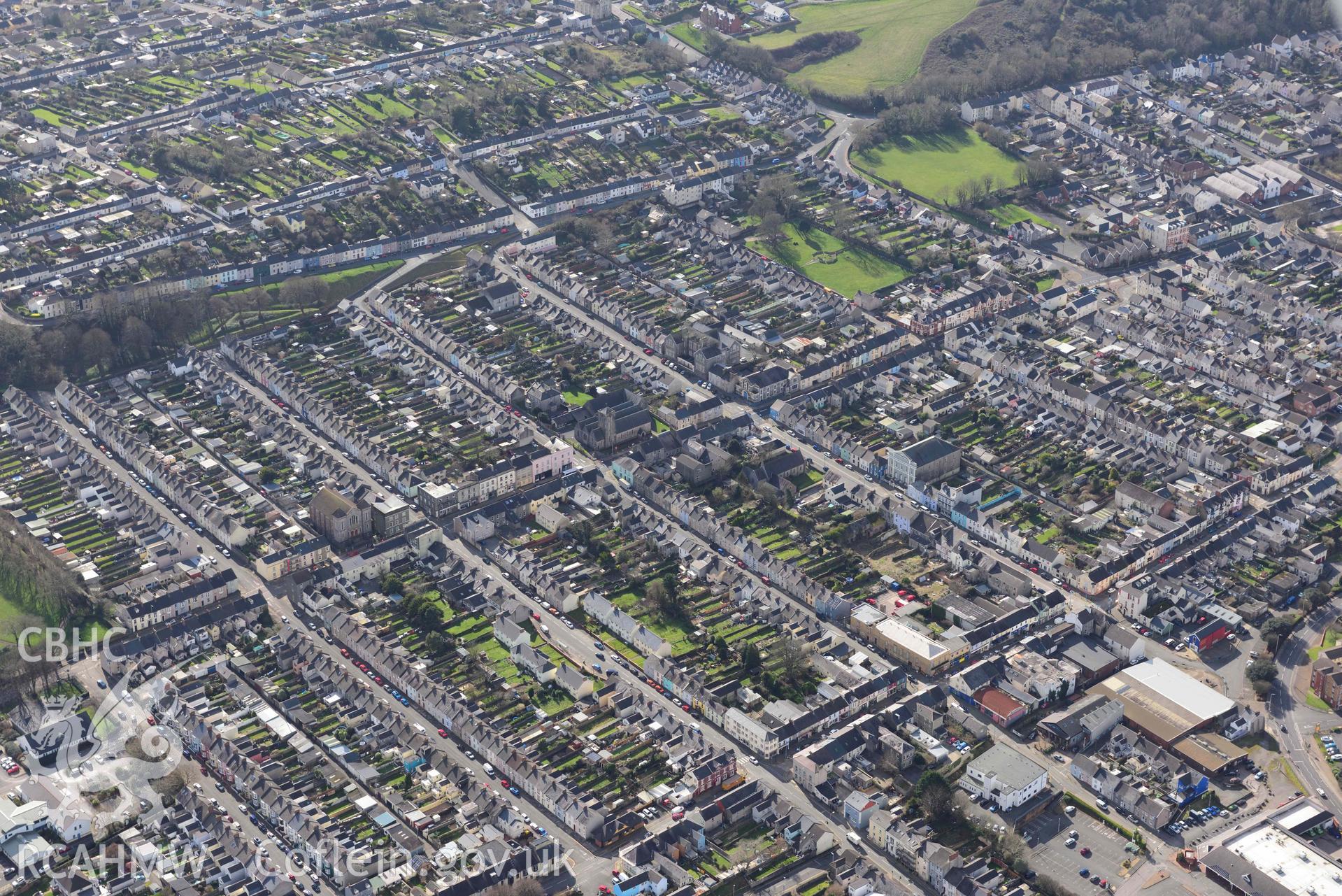 RCAHMW colour oblique aerial photograph of Pembroke Dock townscape, from NE taken on 4 March 2022 by Toby Driver ((SM966033)