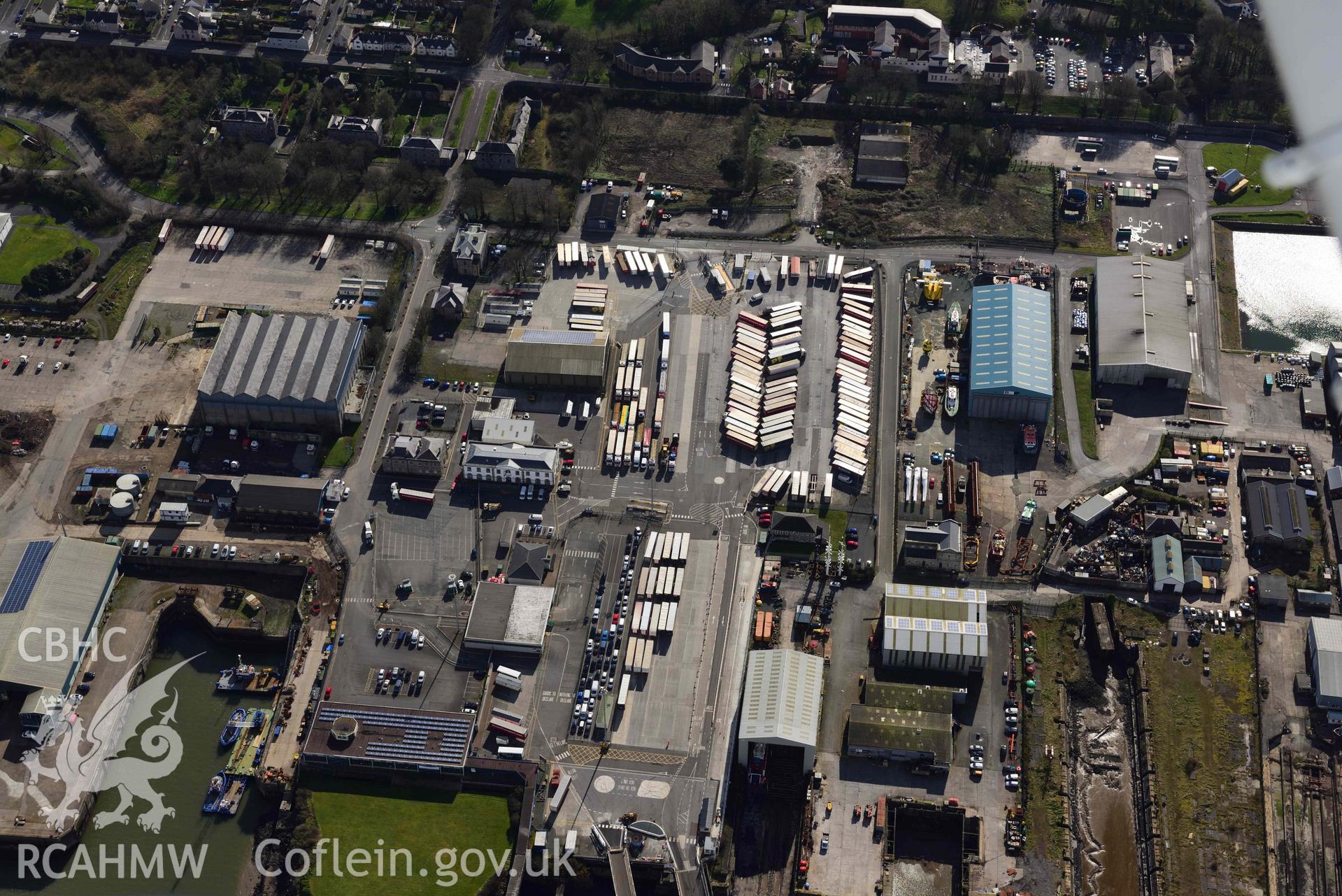 RCAHMW colour oblique aerial photograph of Pembroke Dockyard taken on 4 March 2022 by Toby Driver ((SM959036)