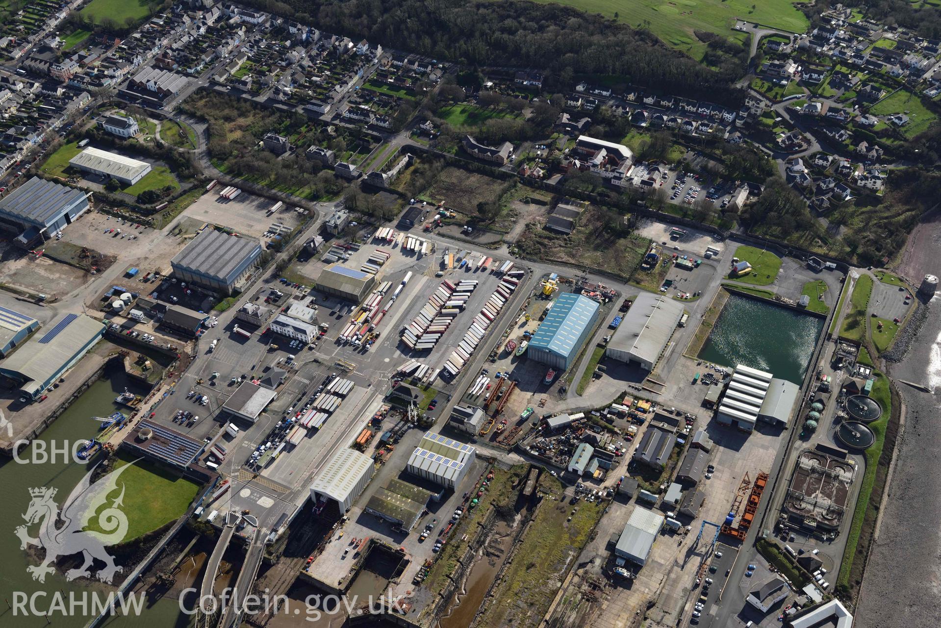 RCAHMW colour oblique aerial photograph of Pembroke Dockyard taken on 4 March 2022 by Toby Driver ((SM959036)