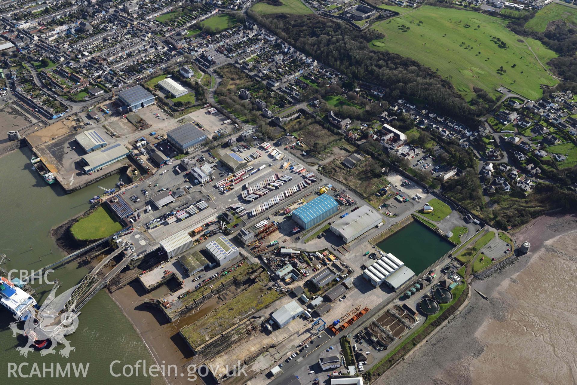 RCAHMW colour oblique aerial photograph of Pembroke Dockyard taken on 4 March 2022 by Toby Driver ((SM959036)