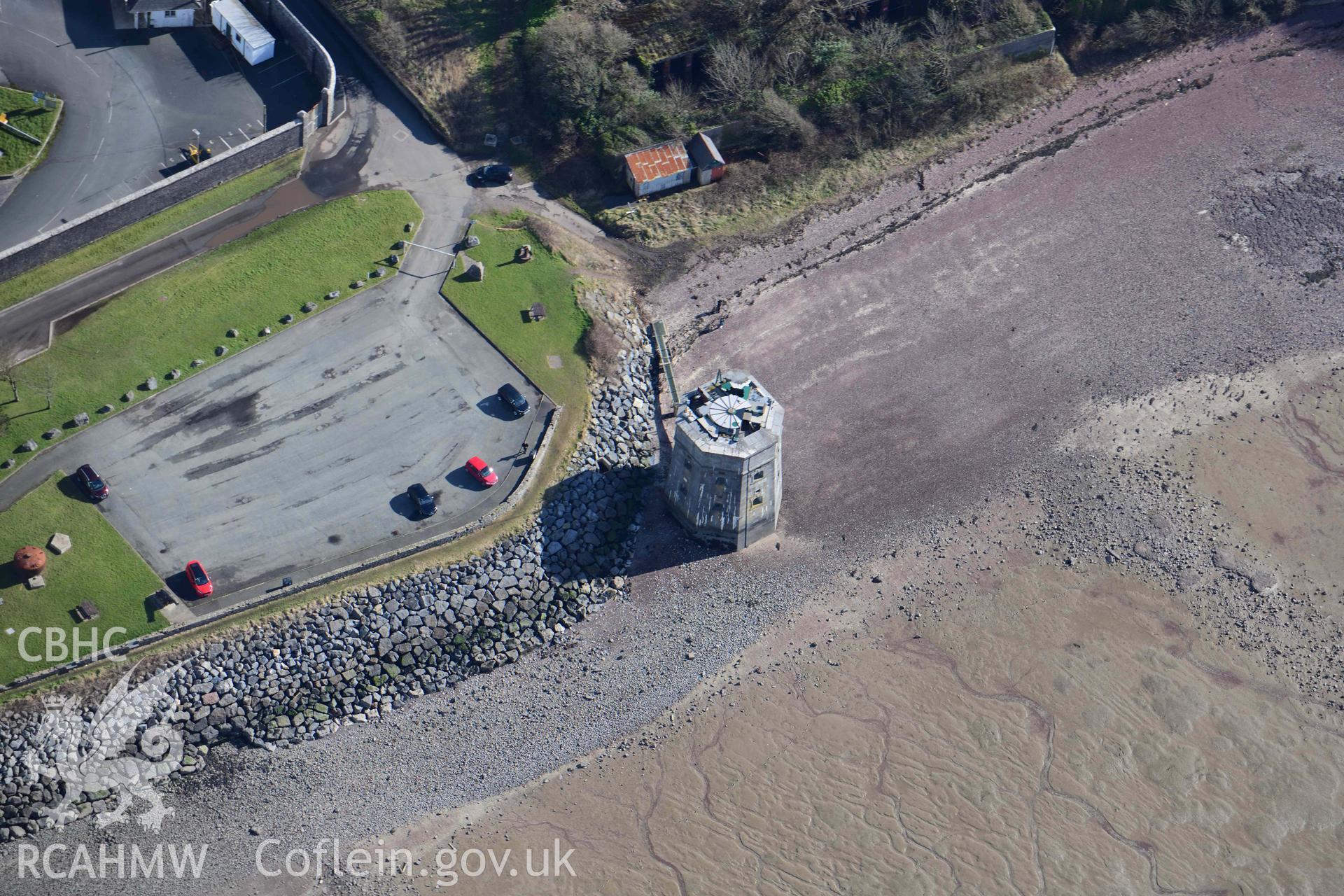 RCAHMW colour oblique aerial photograph of Pembroke Dockyard, West Martello Tower taken on 4 March 2022 by Toby Driver ((SM955036)