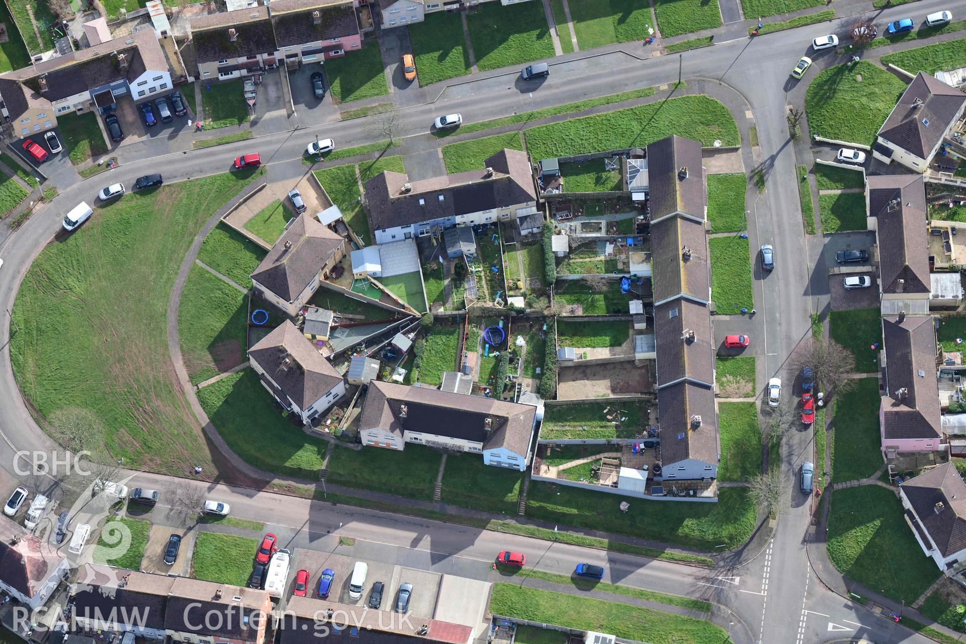 RCAHMW colour oblique aerial photograph of Milford Haven, post war housing, St Lawrence Avenue taken on 4 March 2022 by Toby Driver ((SM897061)