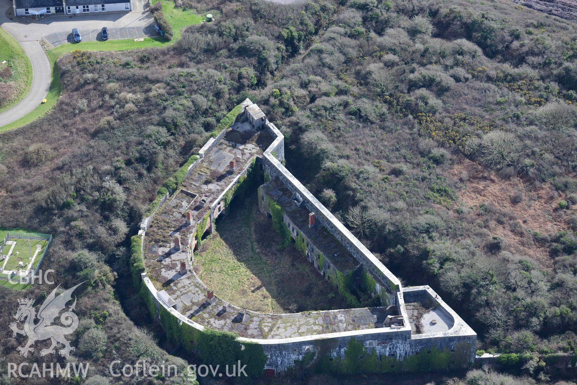 RCAHMW colour oblique aerial photograph of Fort Hubberston taken on 4 March 2022 by Toby Driver ((SM890054)