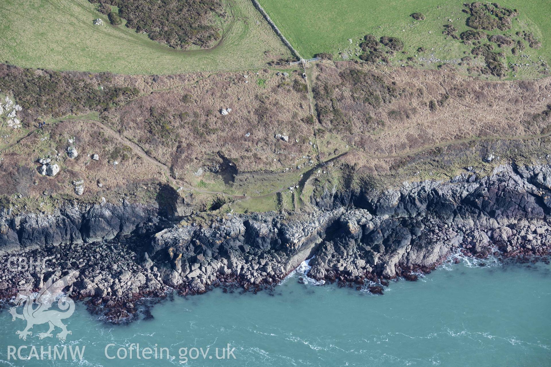 RCAHMW colour oblique aerial photograph of Penmaenmelyn copper mine taken on 4 March 2022 by Toby Driver ((SM715236)