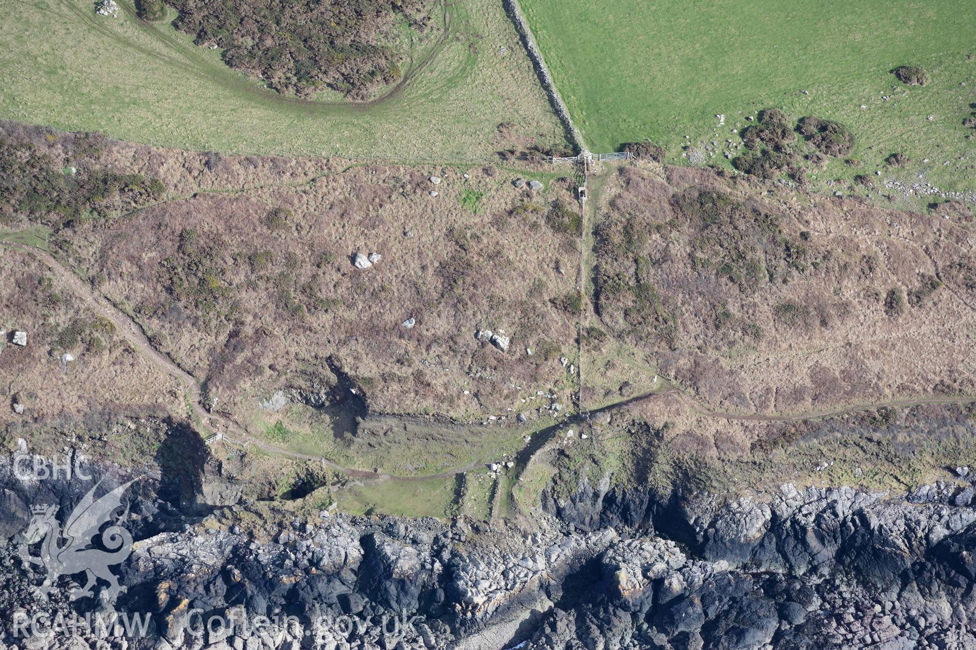 RCAHMW colour oblique aerial photograph of Penmaenmelyn copper mine taken on 4 March 2022 by Toby Driver ((SM715236)