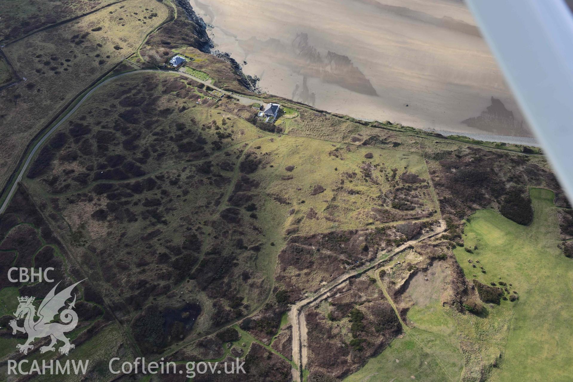 RCAHMW colour oblique aerial photograph of St Davids City Gold Course, dunes taken on 4 March 2022 by Toby Driver ((SM734268)