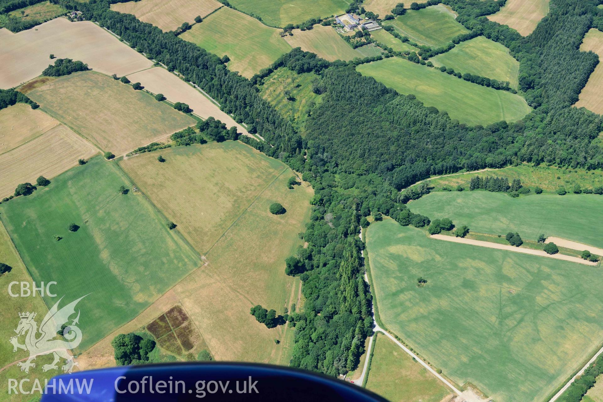 RCAHMW colour oblique aerial photograph of Slebech park cropmark taken on 9 July 2018 by Toby Driver