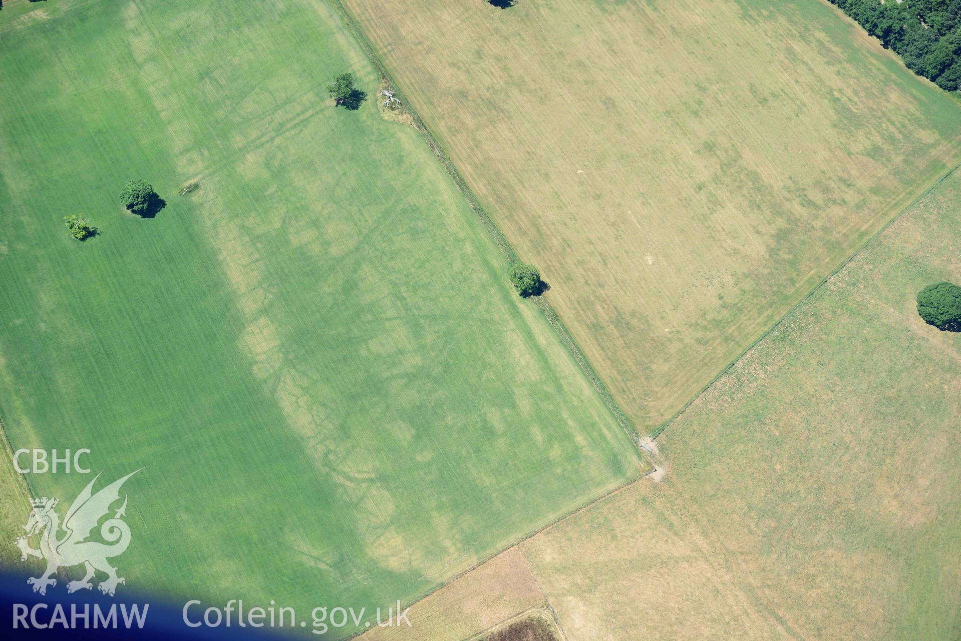 RCAHMW colour oblique aerial photograph of Slebech park cropmark taken on 9 July 2018 by Toby Driver