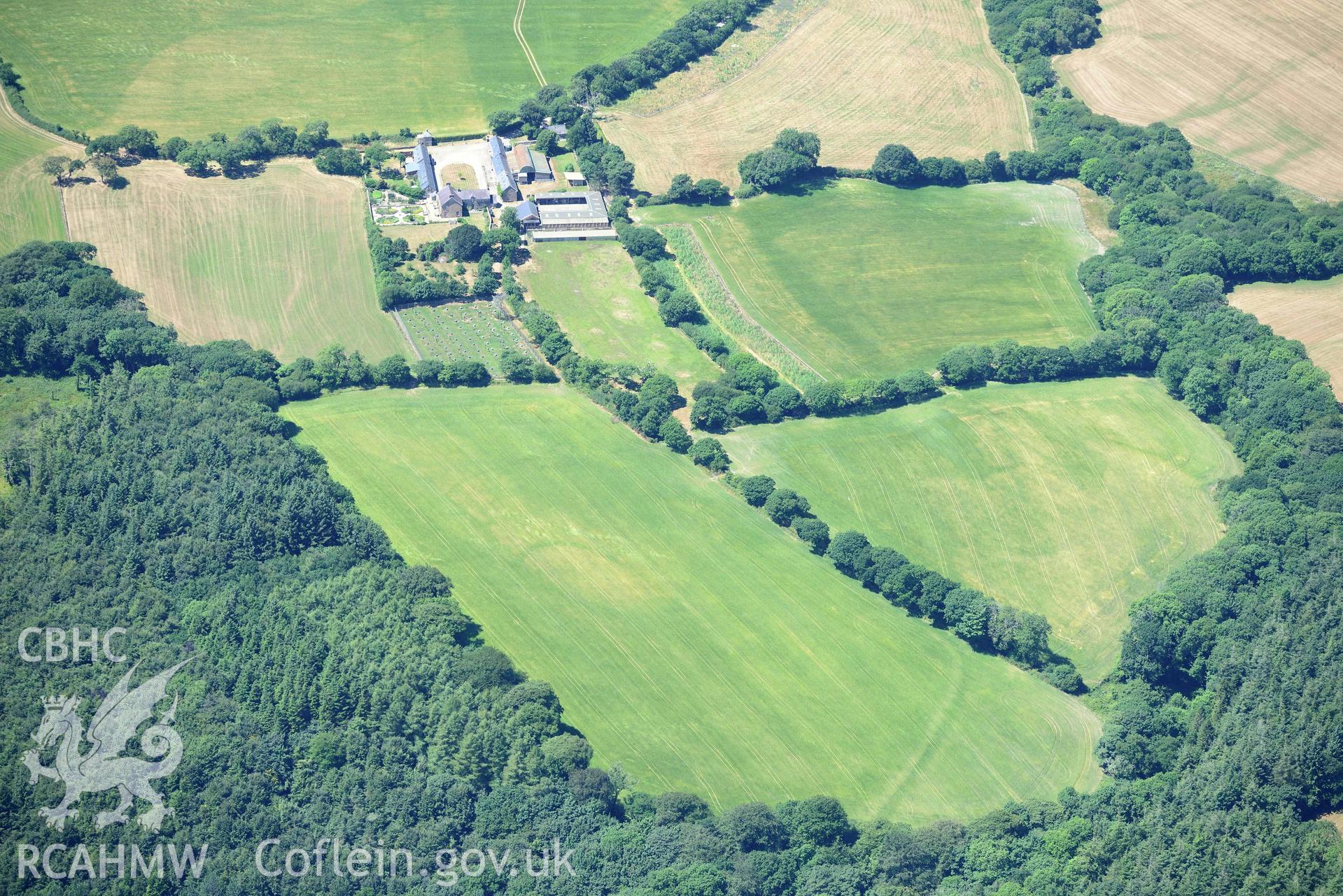 RCAHMW colour oblique aerial photograph of Rosehill II cropmark taken on 9 July 2018 by Toby Driver