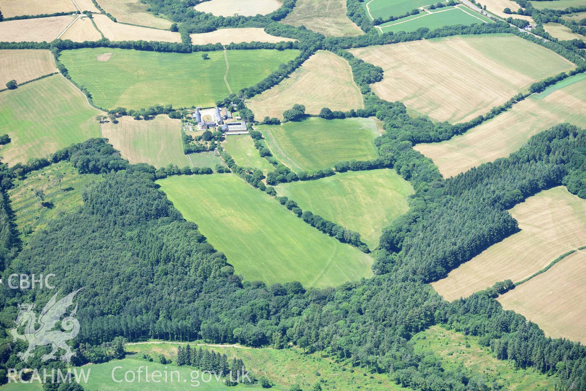 RCAHMW colour oblique aerial photograph of Rosehill II cropmark taken on 9 July 2018 by Toby Driver