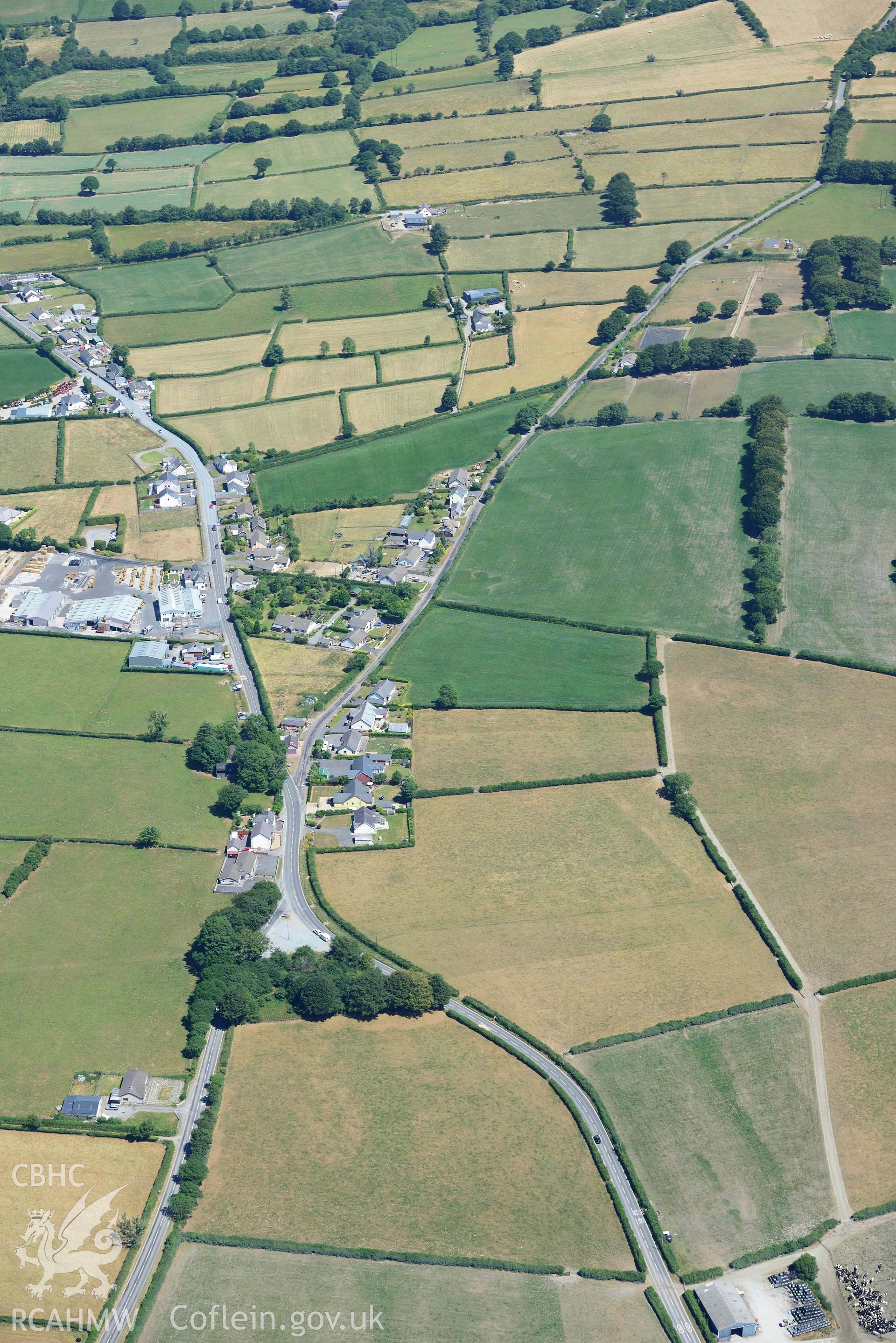 RCAHMW colour oblique aerial photograph of Llanllwni Roman Road taken on 9 July 2018 by Toby Driver