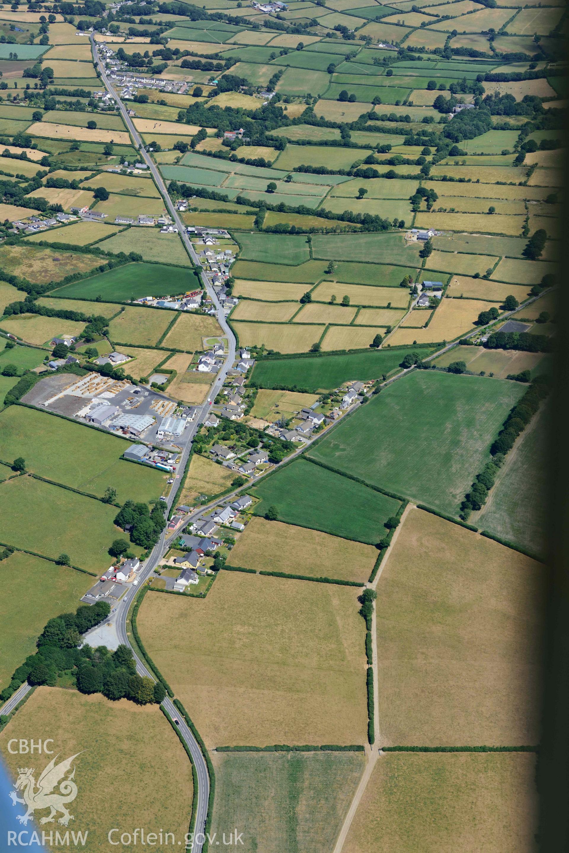 RCAHMW colour oblique aerial photograph of Llanllwni Roman Road taken on 9 July 2018 by Toby Driver