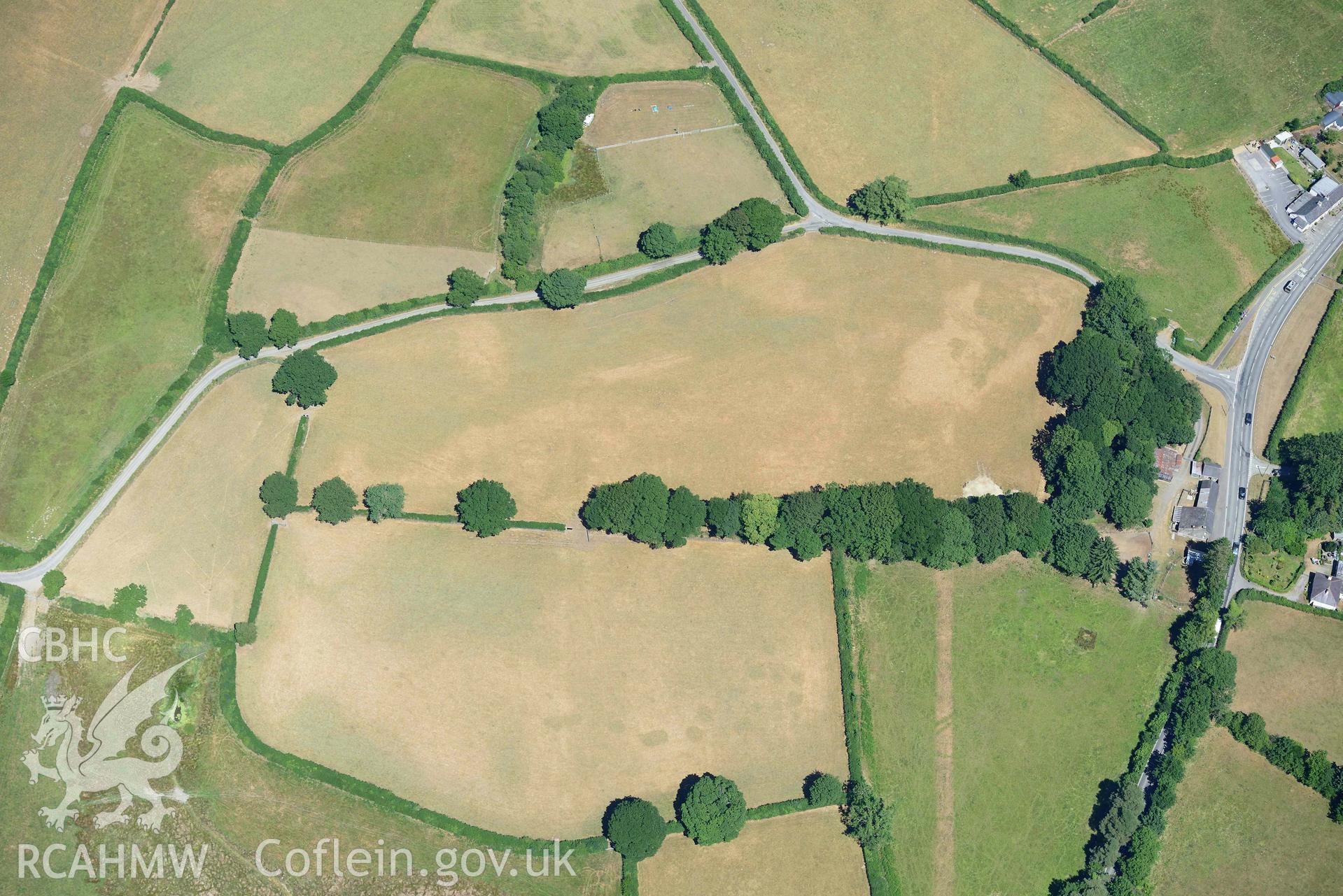 RCAHMW colour oblique aerial photograph of Aber Giar Roman Road and pits taken on 9 July 2018 by Toby Driver