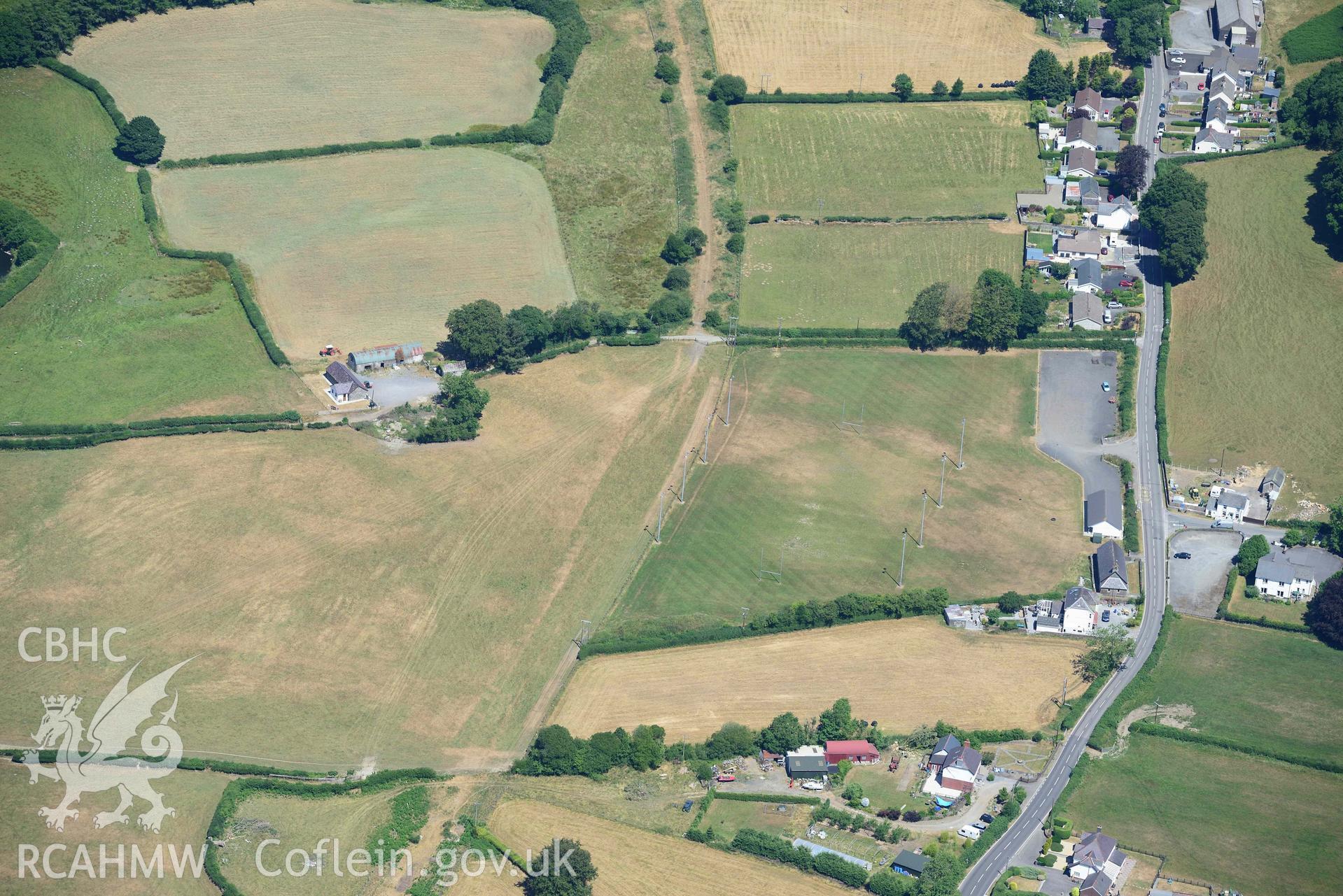 RCAHMW colour oblique aerial photograph of Beili Coch enclosure taken on 9 July 2018 by Toby Driver