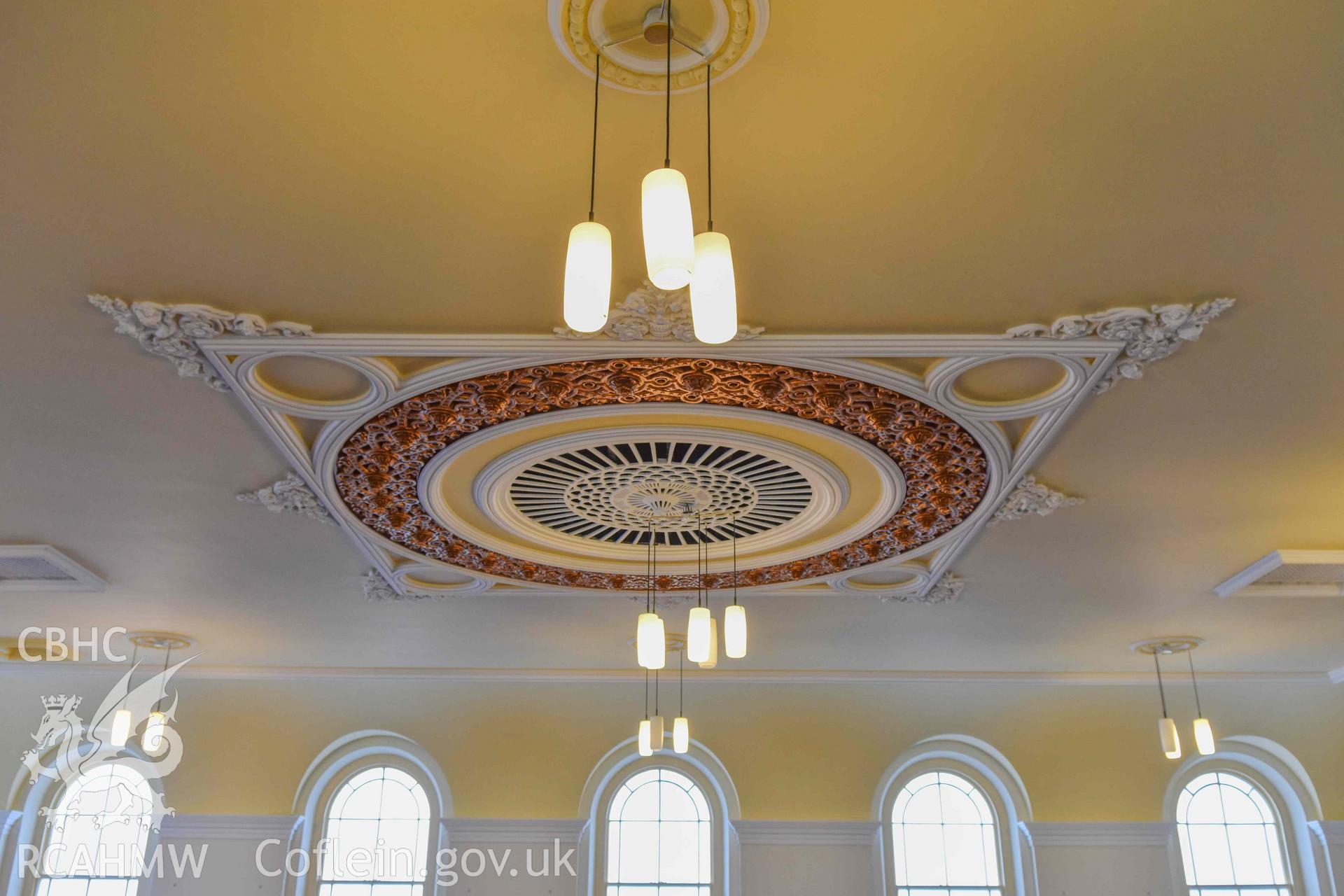 Ebeneser Methodist Chapel - View of the artwork on the ceiiling of the chapel, taken from West