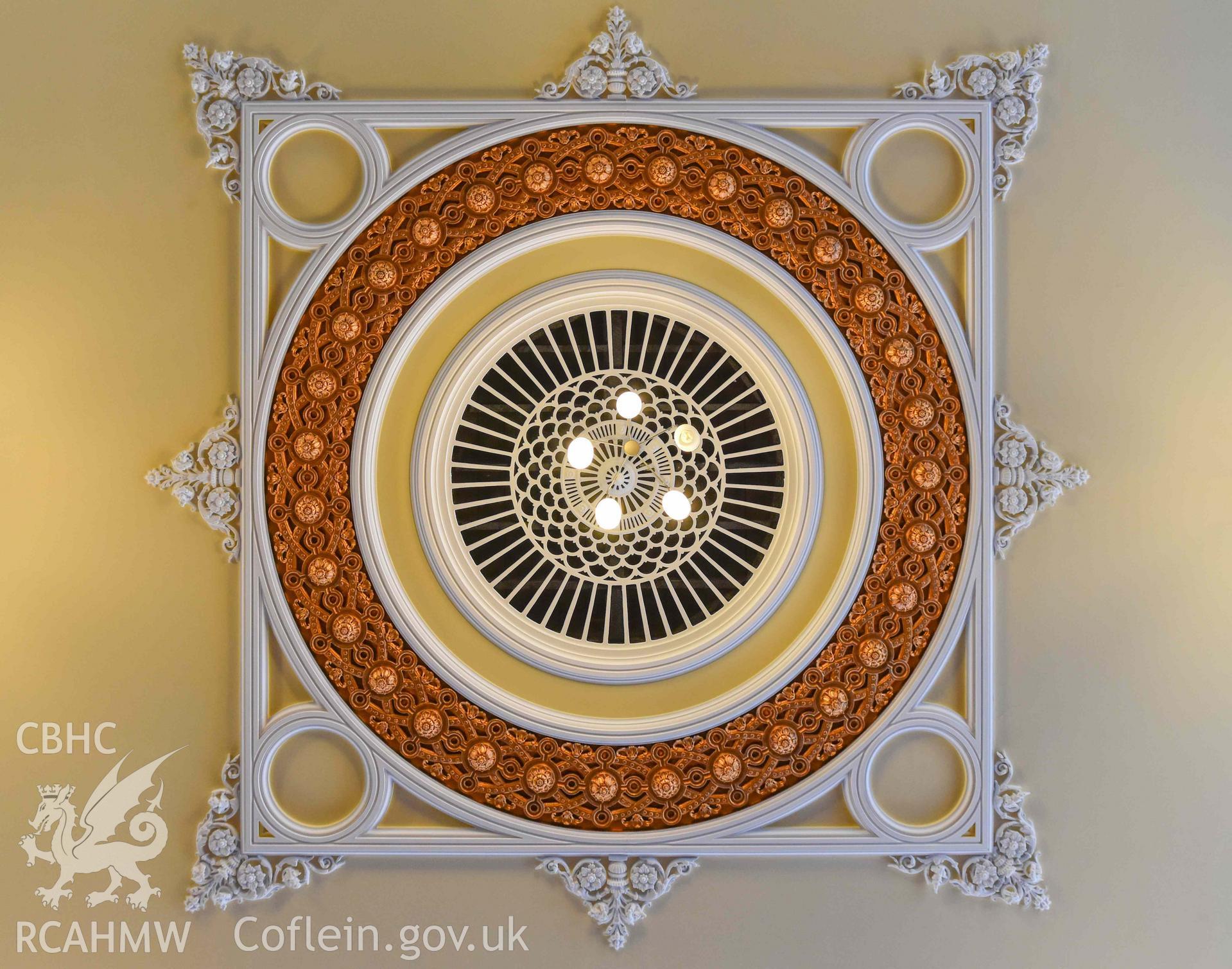 Ebeneser Methodist Chapel - View of the artwork on the ceiiling of the chapel, taken from below