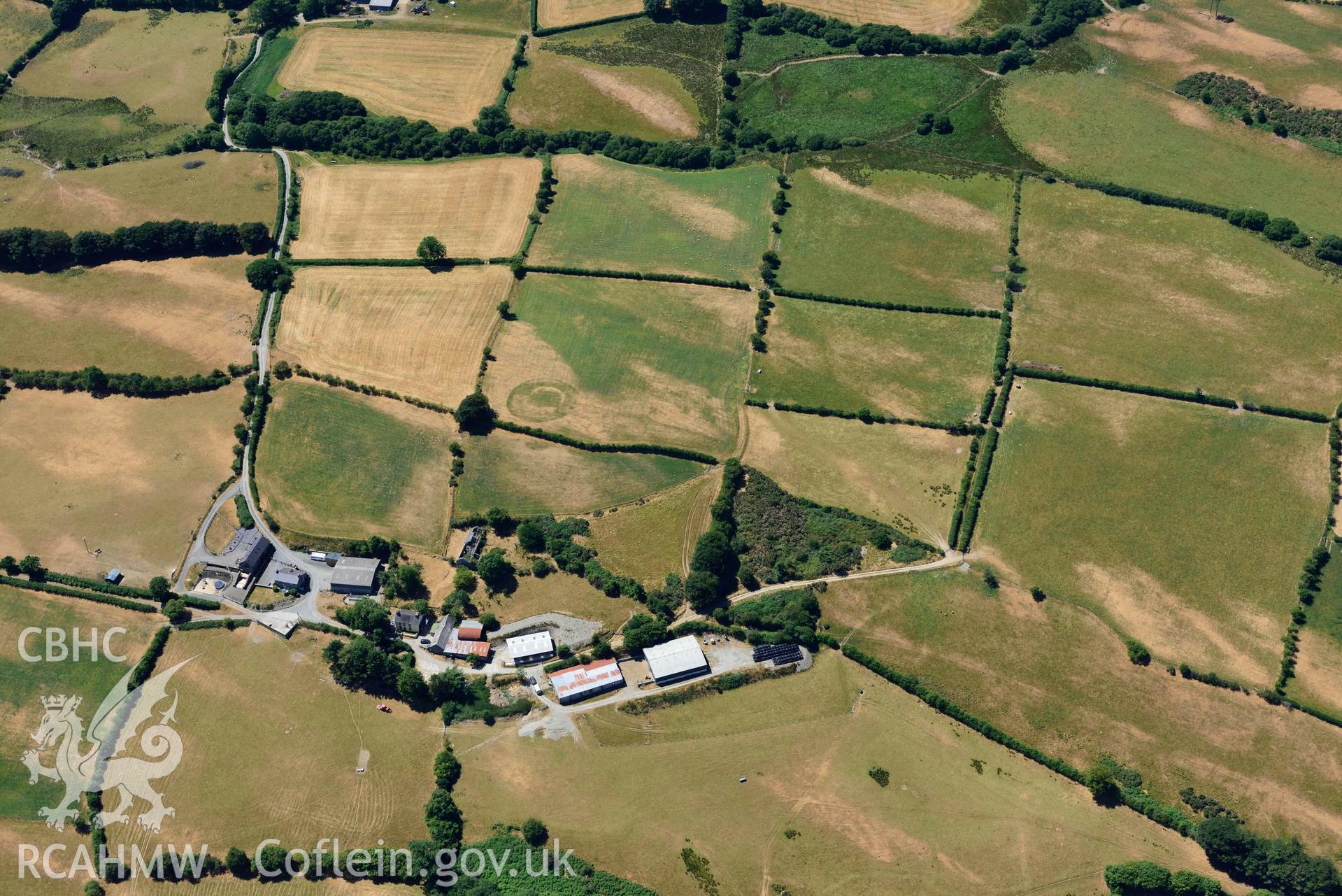 RCAHMW colour oblique aerial photograph of  Castell Llwyn Gwinau taken on 9 July 2018 by Toby Driver