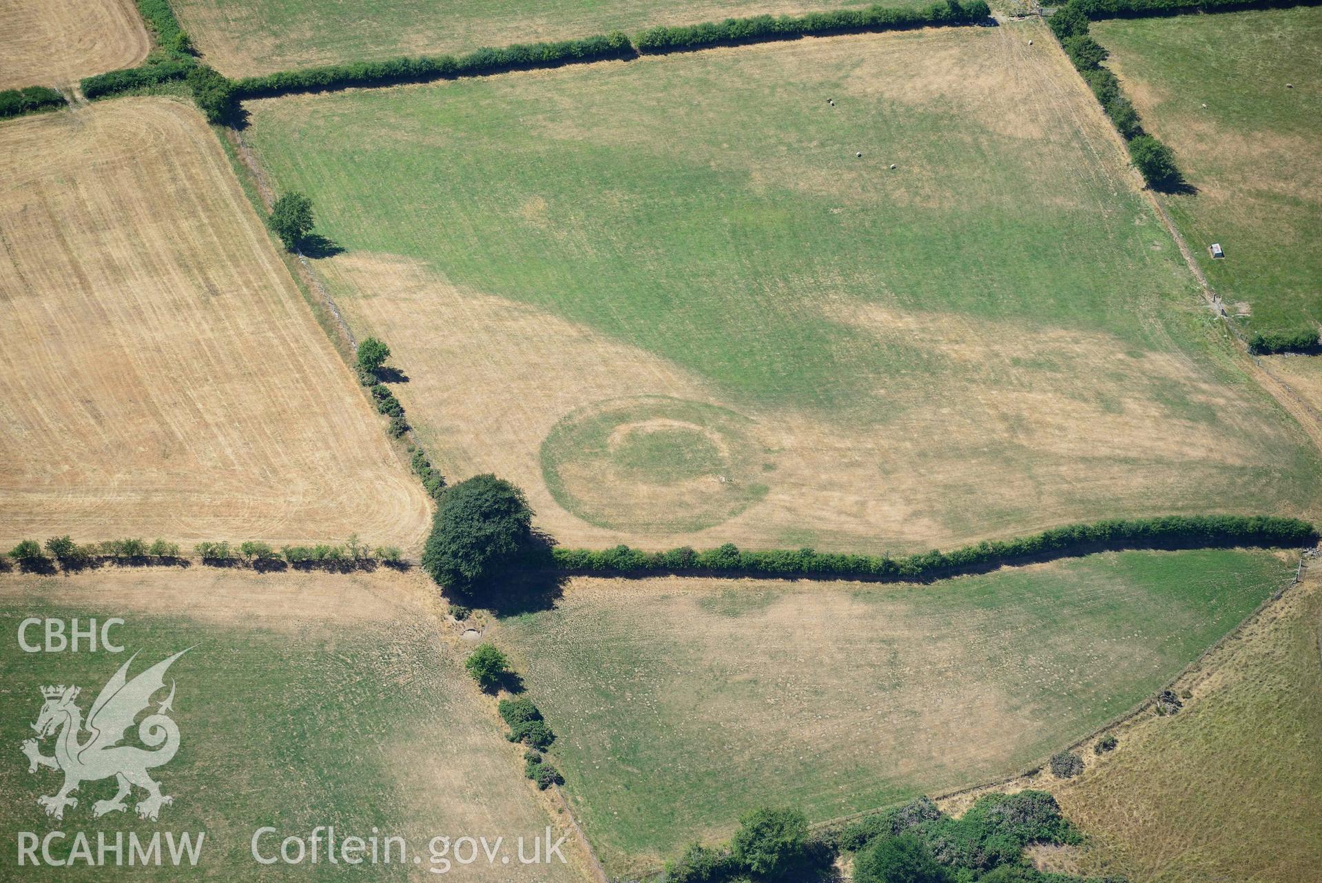 RCAHMW colour oblique aerial photograph of  Castell Llwyn Gwinau taken on 9 July 2018 by Toby Driver