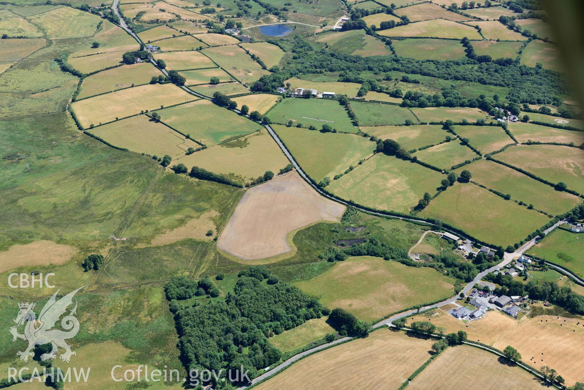 RCAHMW colour oblique aerial photograph of Sarn Helen at Tyncelyn taken on 9 July 2018 by Toby Driver