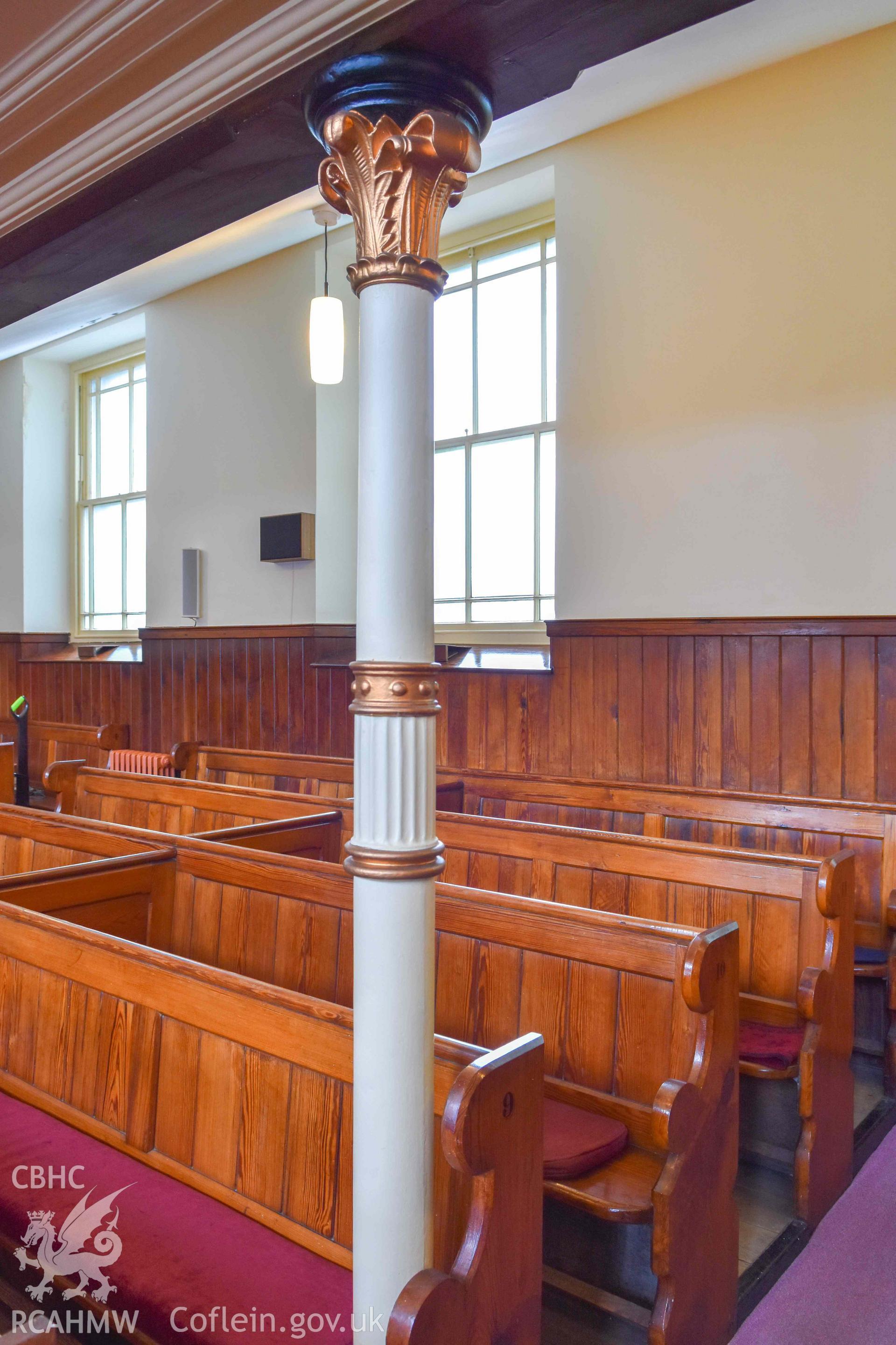Ebeneser Methodist Chapel - View of pews underneath the mezzanine floor, taken from North-West