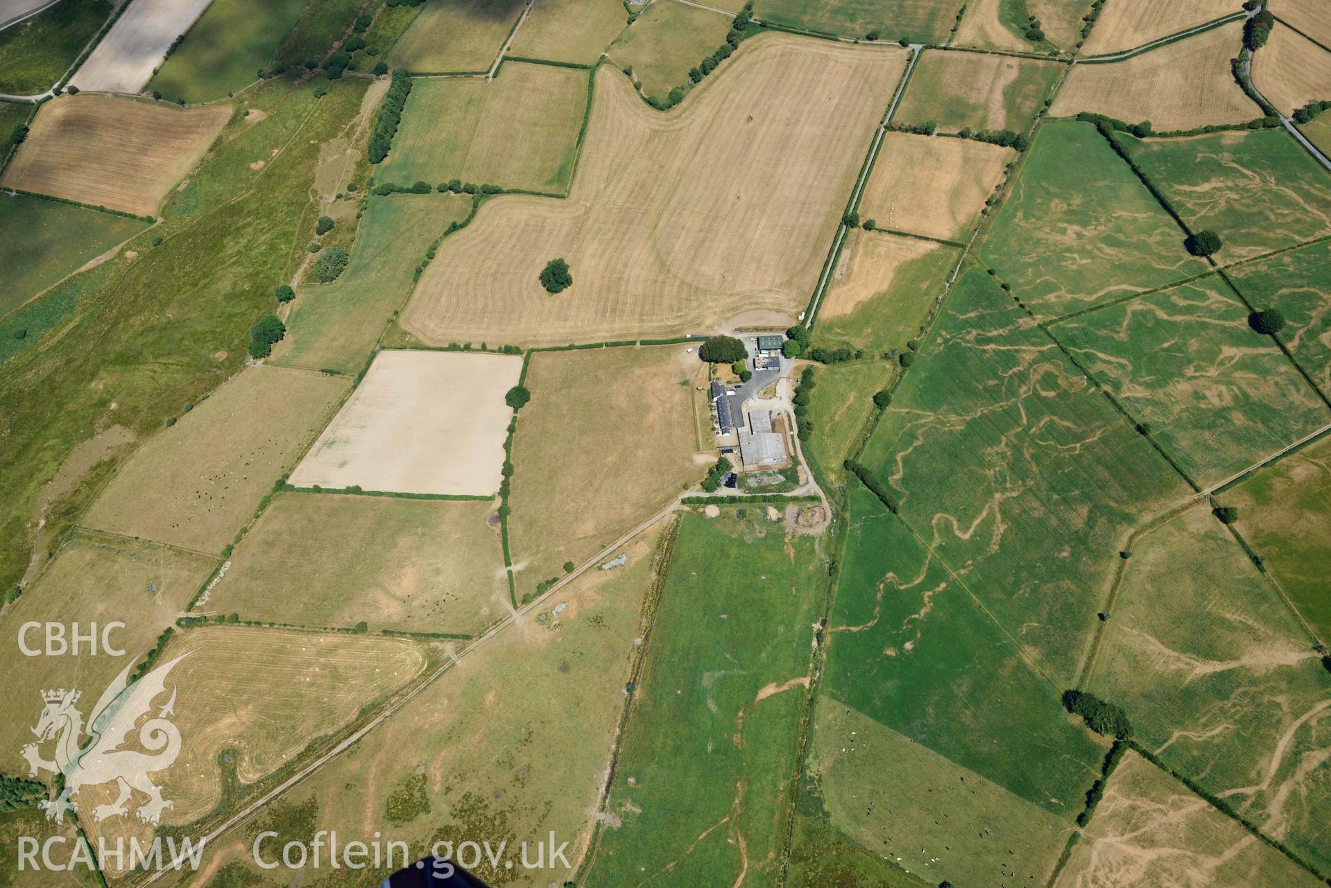 RCAHMW colour oblique aerial photograph of Tregaron Trotting races taken on 9 July 2018 by Toby Driver